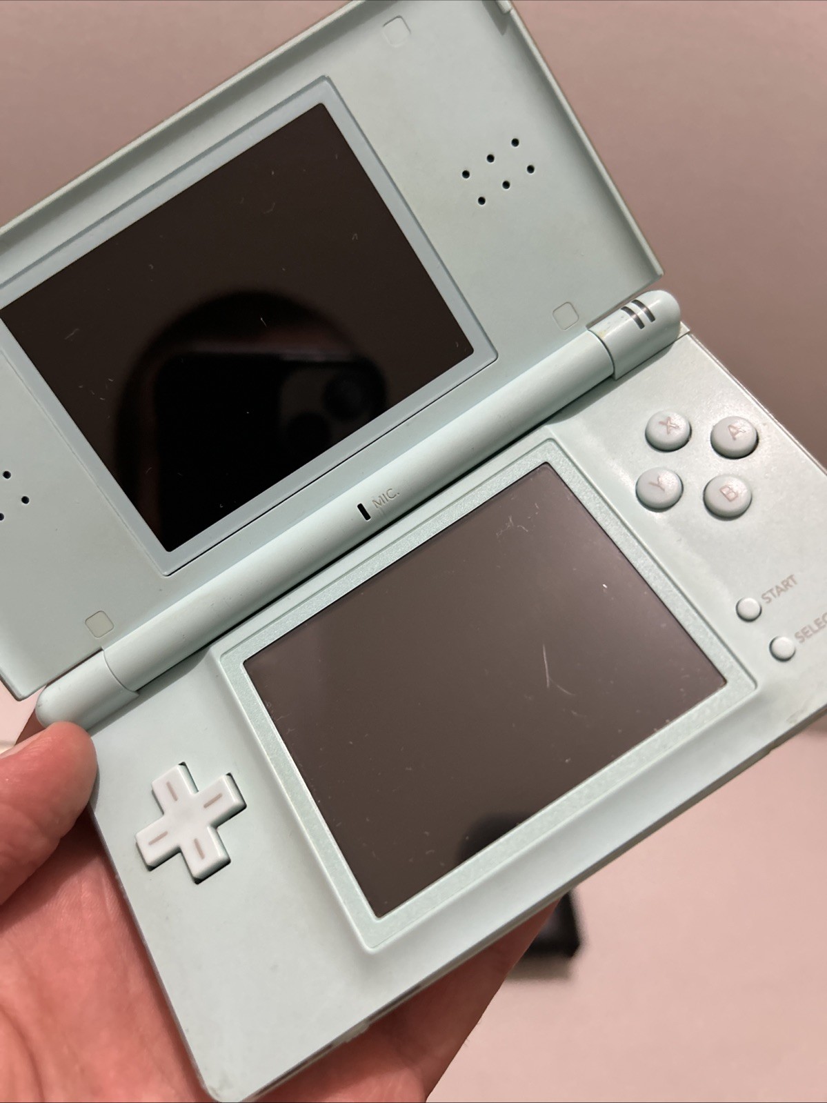 Nintendo DS Lite Light Blue Console Bundle with Game Charger And Case Read
