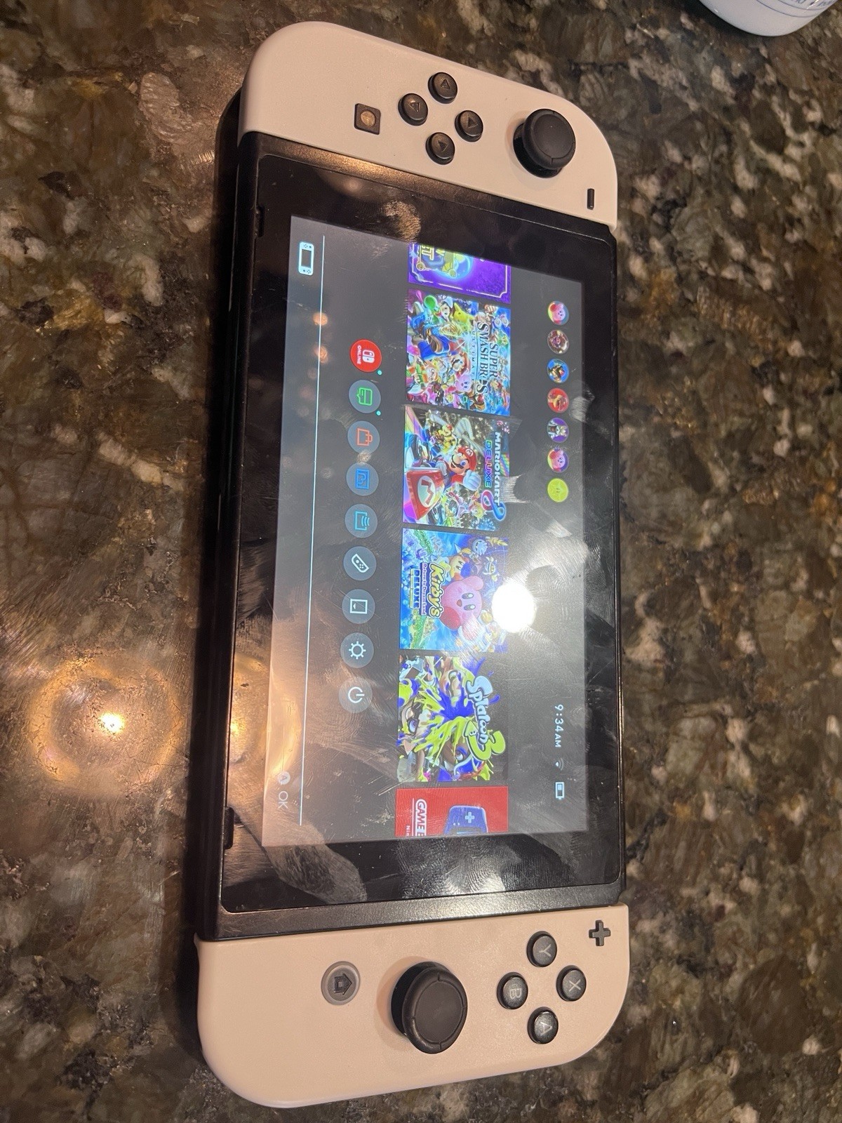 Nintendo Switch White Joy-Con Controller, Charger, With Three Mario Game Bundle