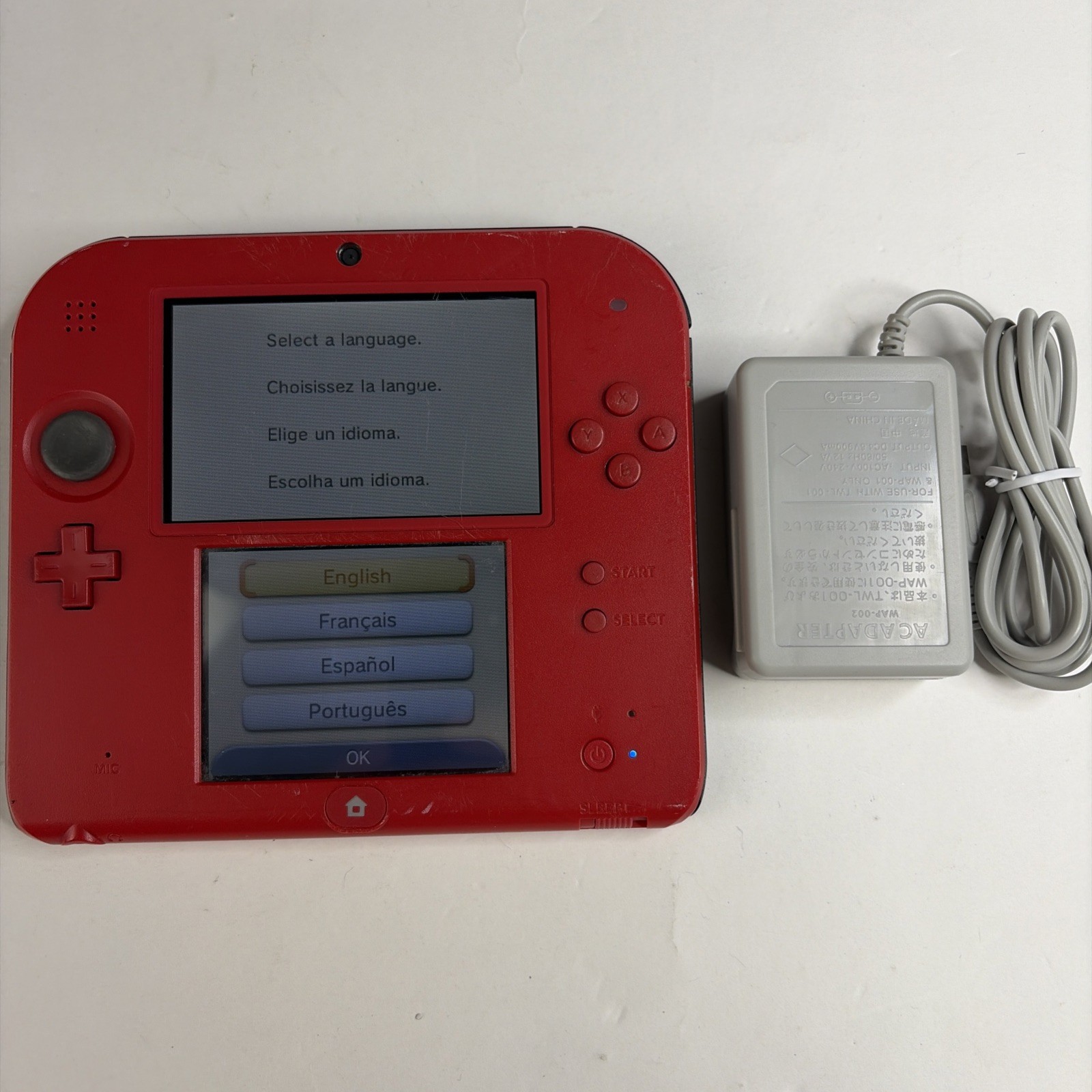 Nintendo 2DS Red Black Handheld System w/Charger US Model