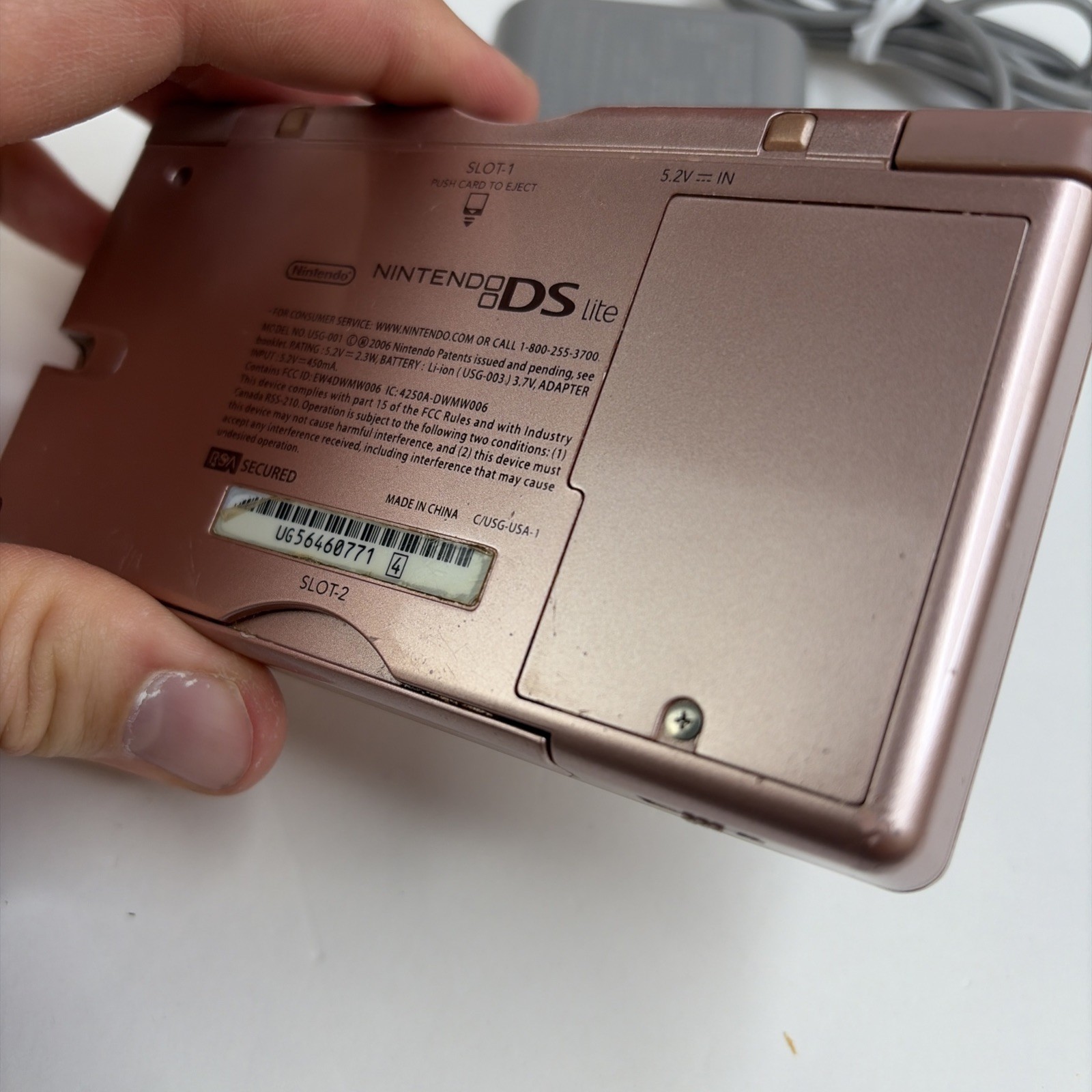 Nintendo DS Lite Rose Pink Handheld Console US Model w/ Charger Tested