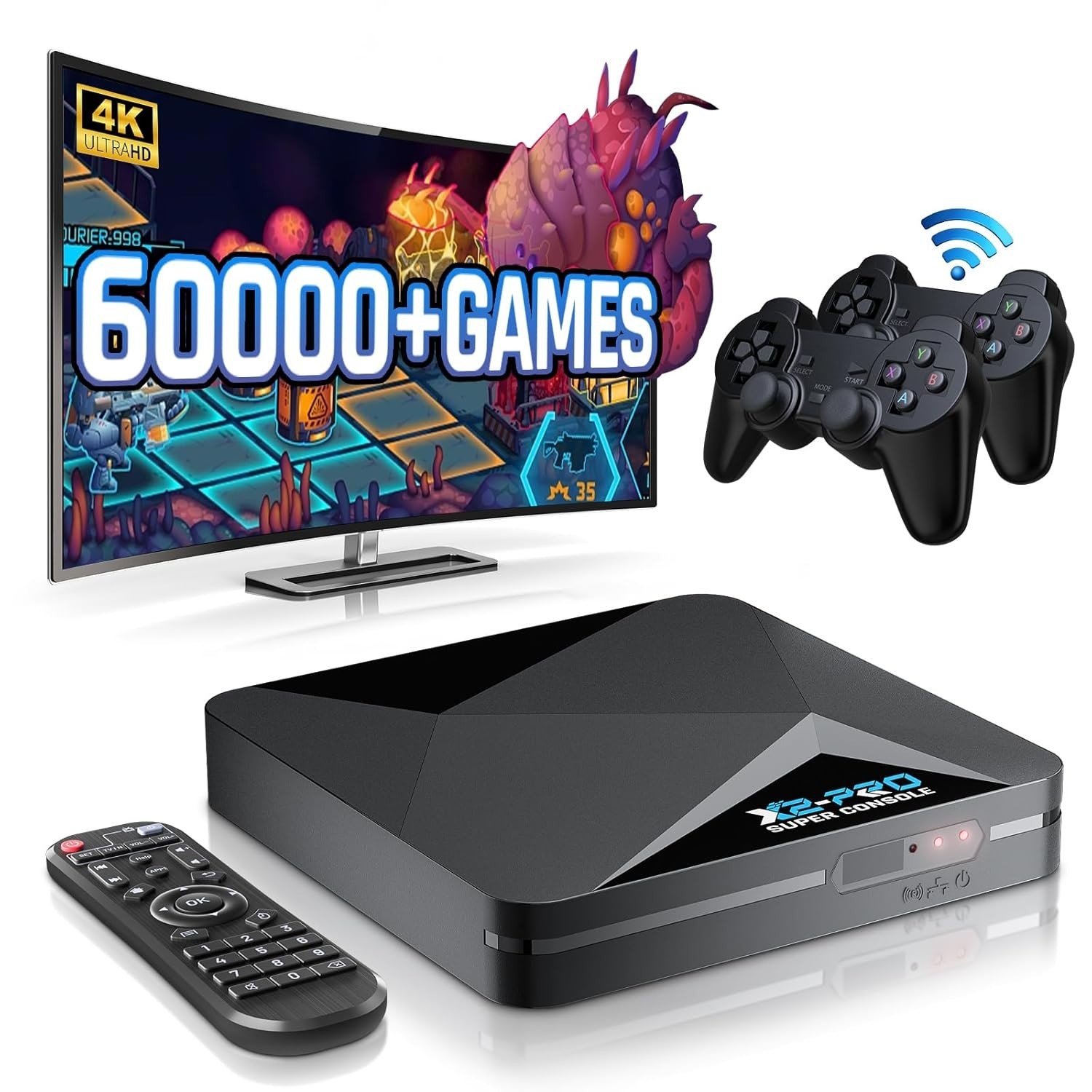 Super Console X2 Pro Retro Games 65K+ Emulators 4K Wireless Controllers