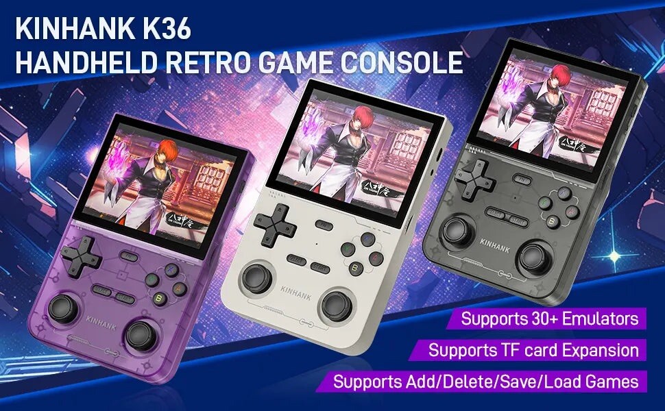 K36 Retro Handheld Video Game Console 16000+ Retro Games Emulator 3.5 in – Black