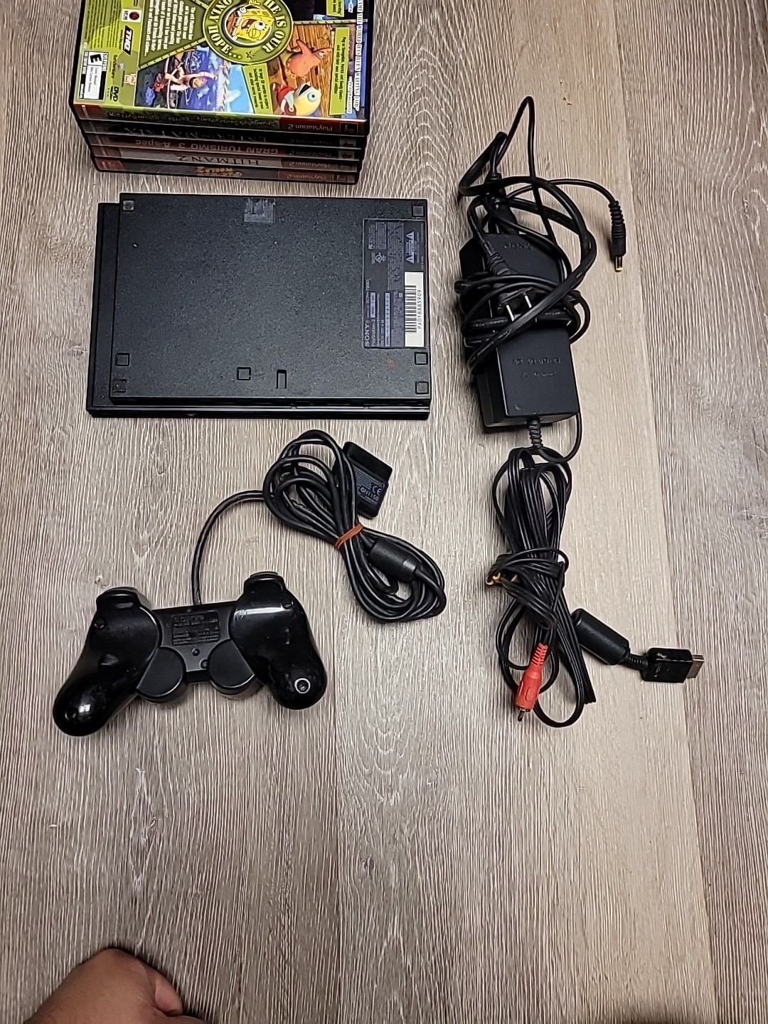 Sony PlayStation 2 Slim Charcoal Black Console Tested Bundle 5 Games