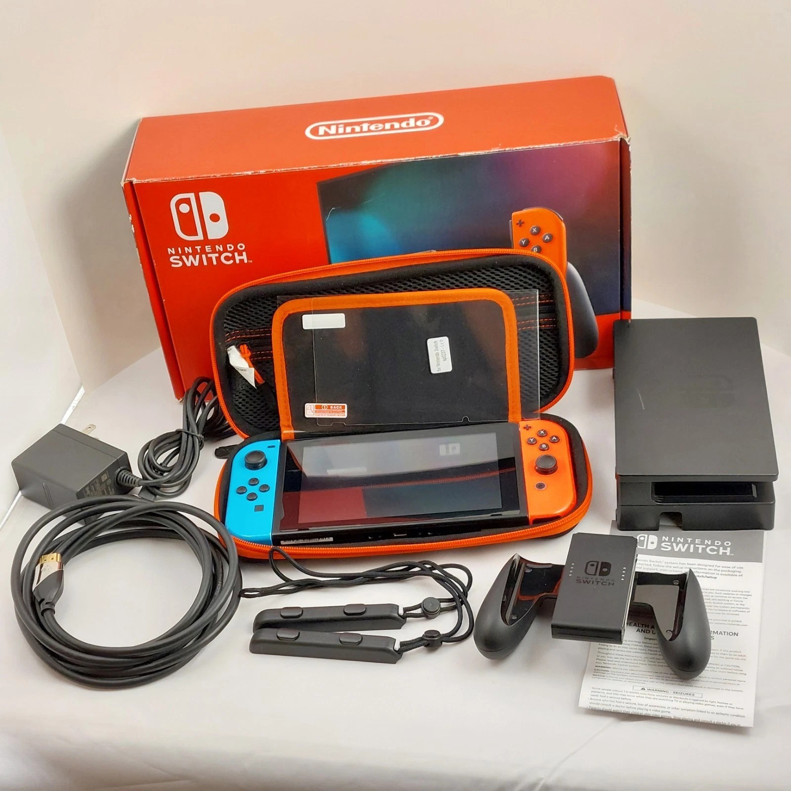 Nintendo Switch HAC-001 Console, Joy-Con, Dock, Charger, HDMI, Screen Protector