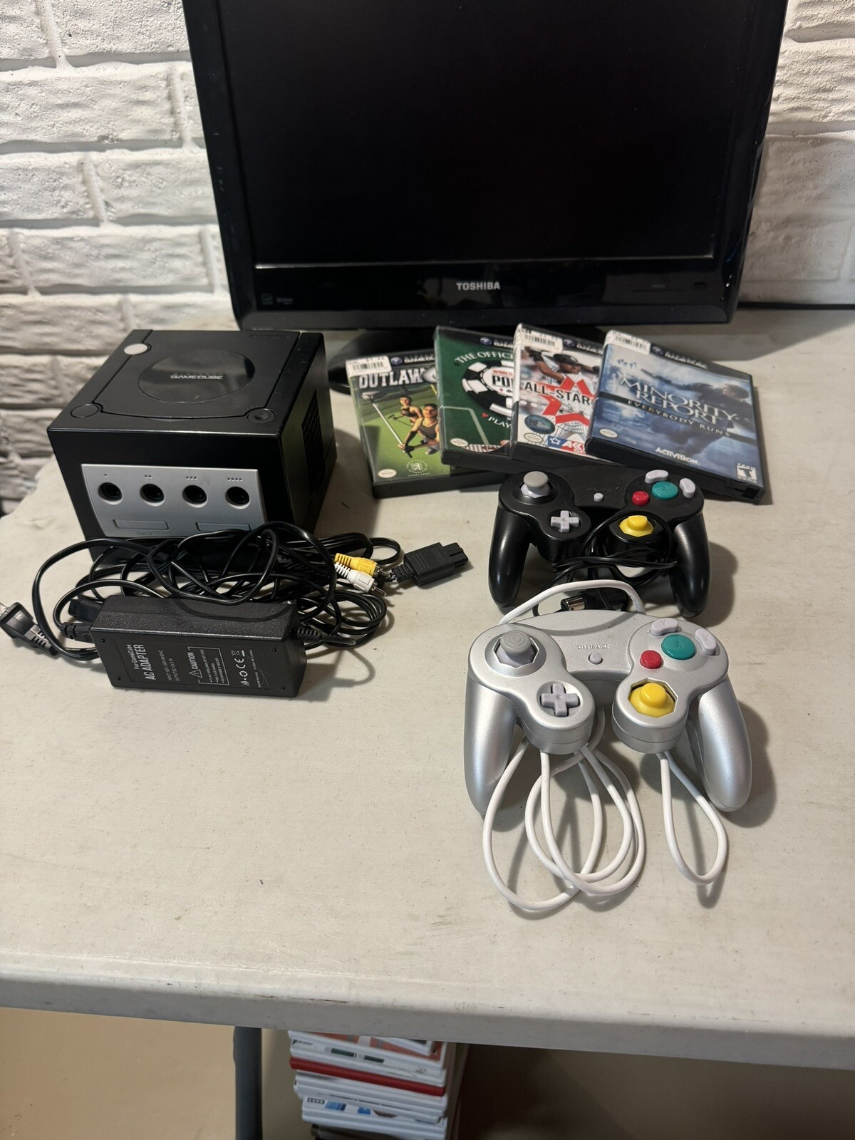 Nintendo Gamecube—Black—BUNDLE—2 Wired Controllers—4 Games—4MB Memory Card
