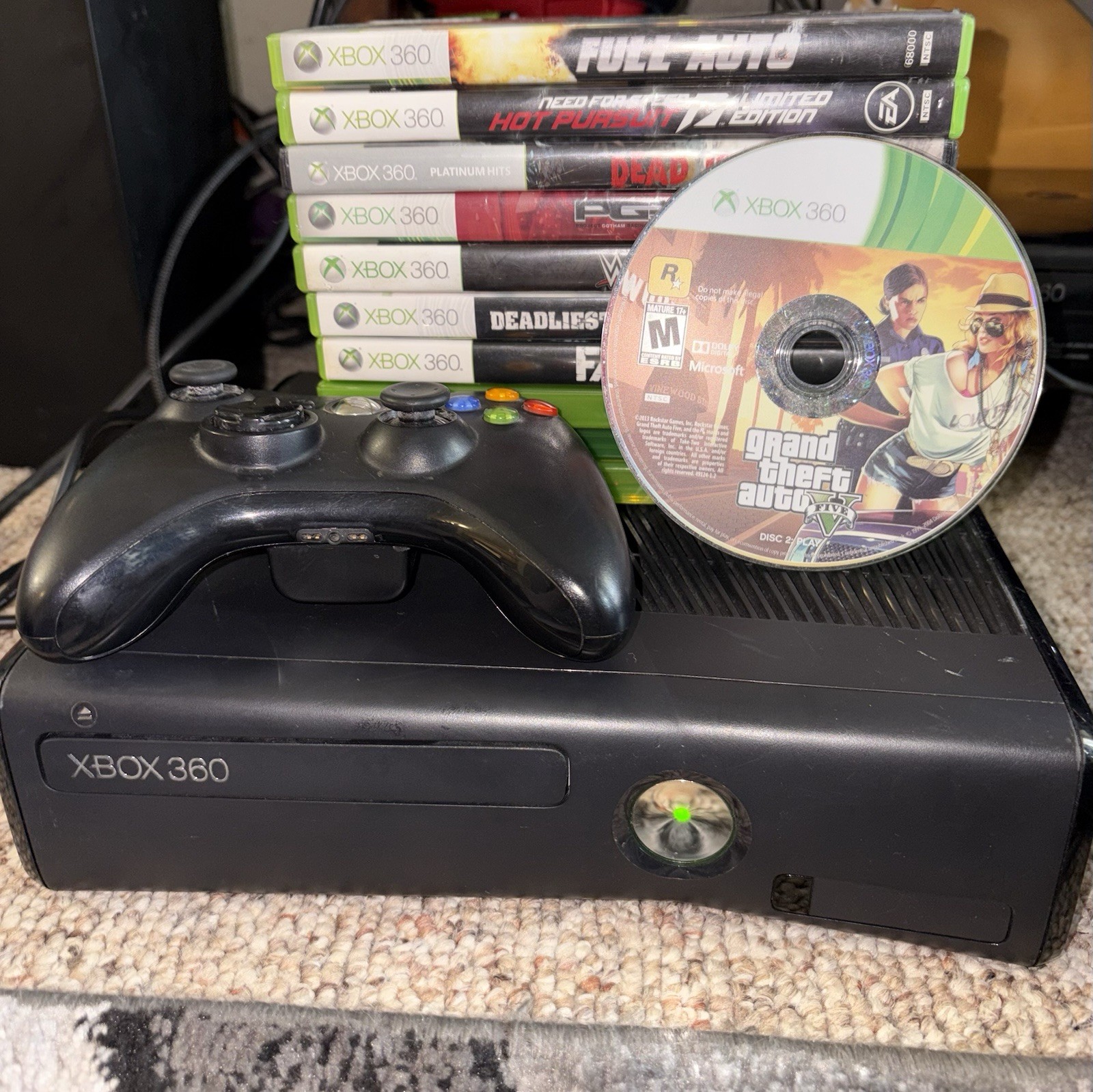 Microsoft Xbox 360 250GB Matte Black Console With 11 Games A Controller