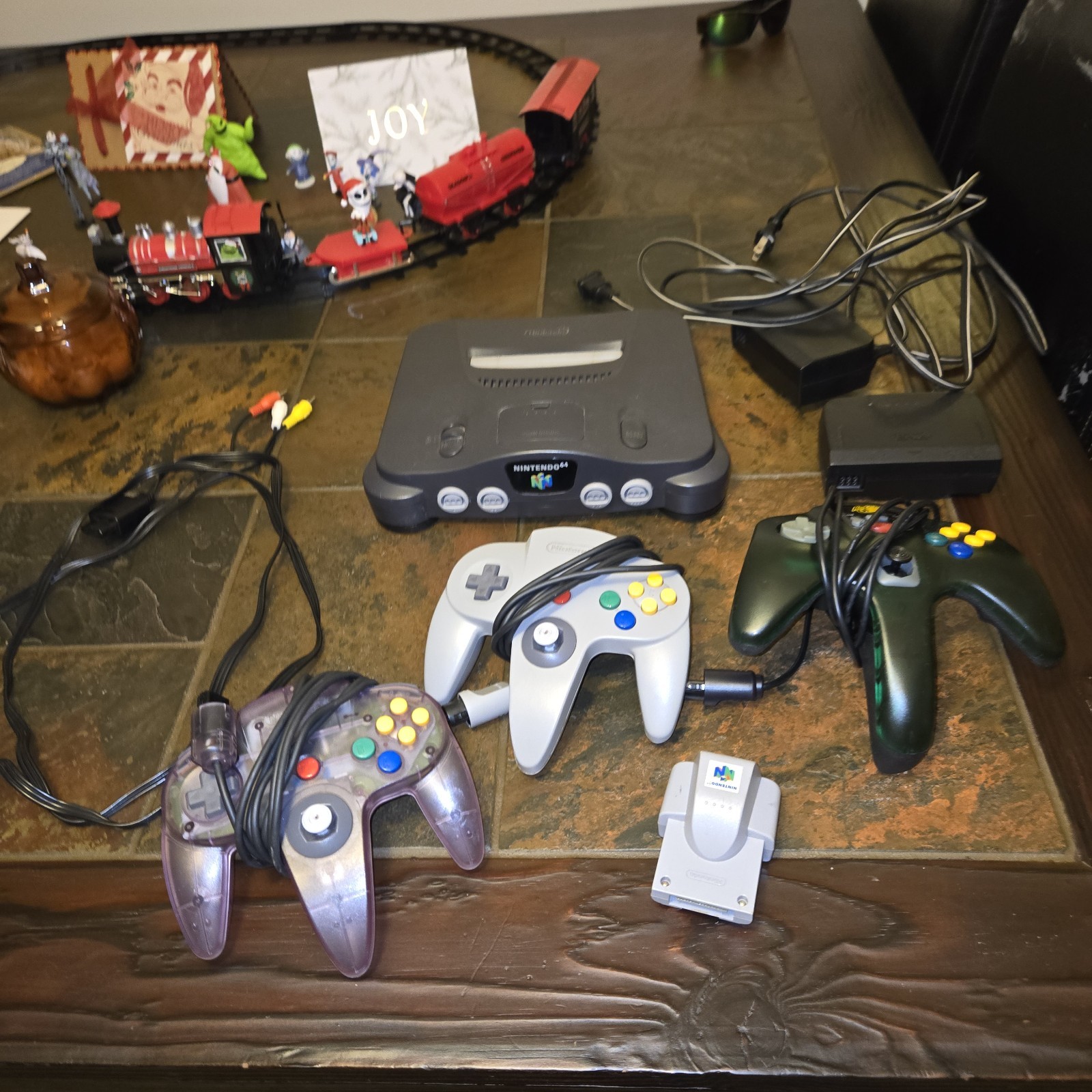 Nintendo 64 N64 Console With 3 Controllers Purple,Gray,Green + Wires Tested