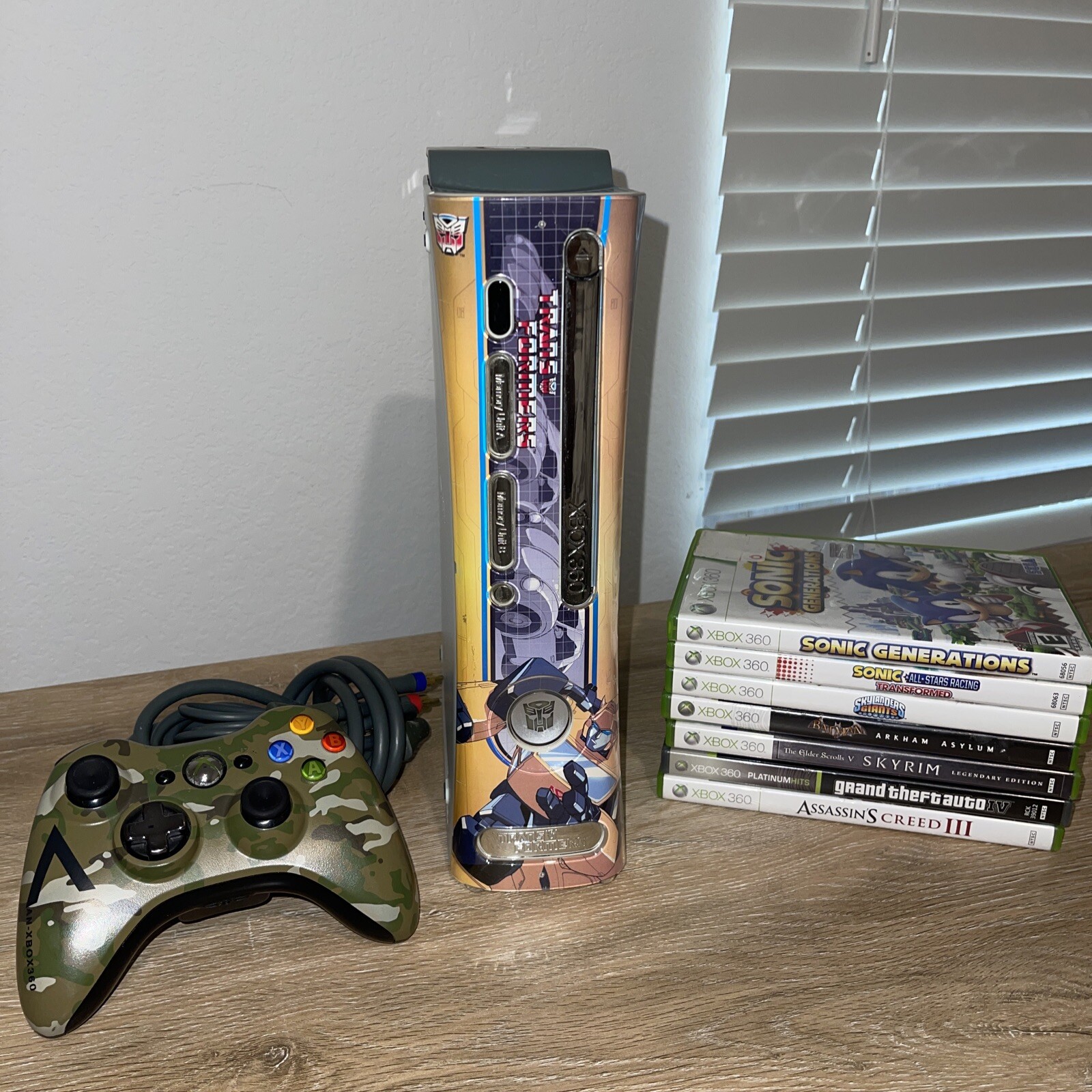 Xbox 360 Transformer Edition System Bundle 60GB White Console And Games