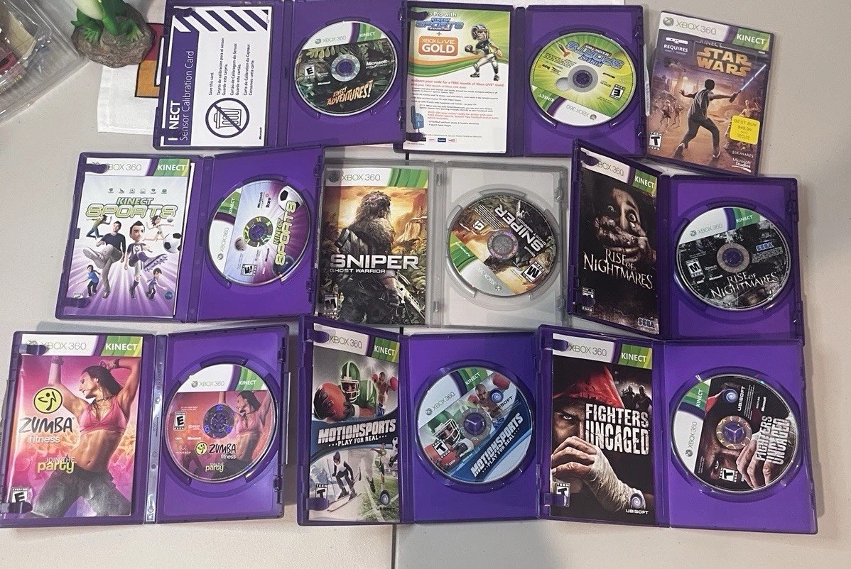 xbox 360 S 4gb console with kinect, Games, & Extra Controller