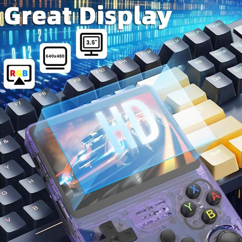 R36S 128gb Handheld Game Console – Black, Purple – Retro Emulator w/ 25k+ Games