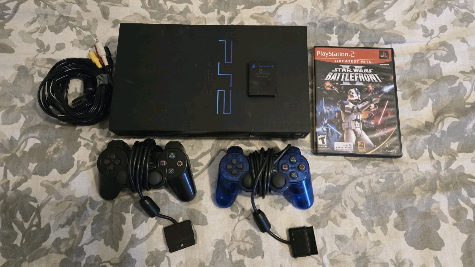 SONY Playstation 2 PS2 Console Bundle WORKING +2 Controllers + Game, Memory Card