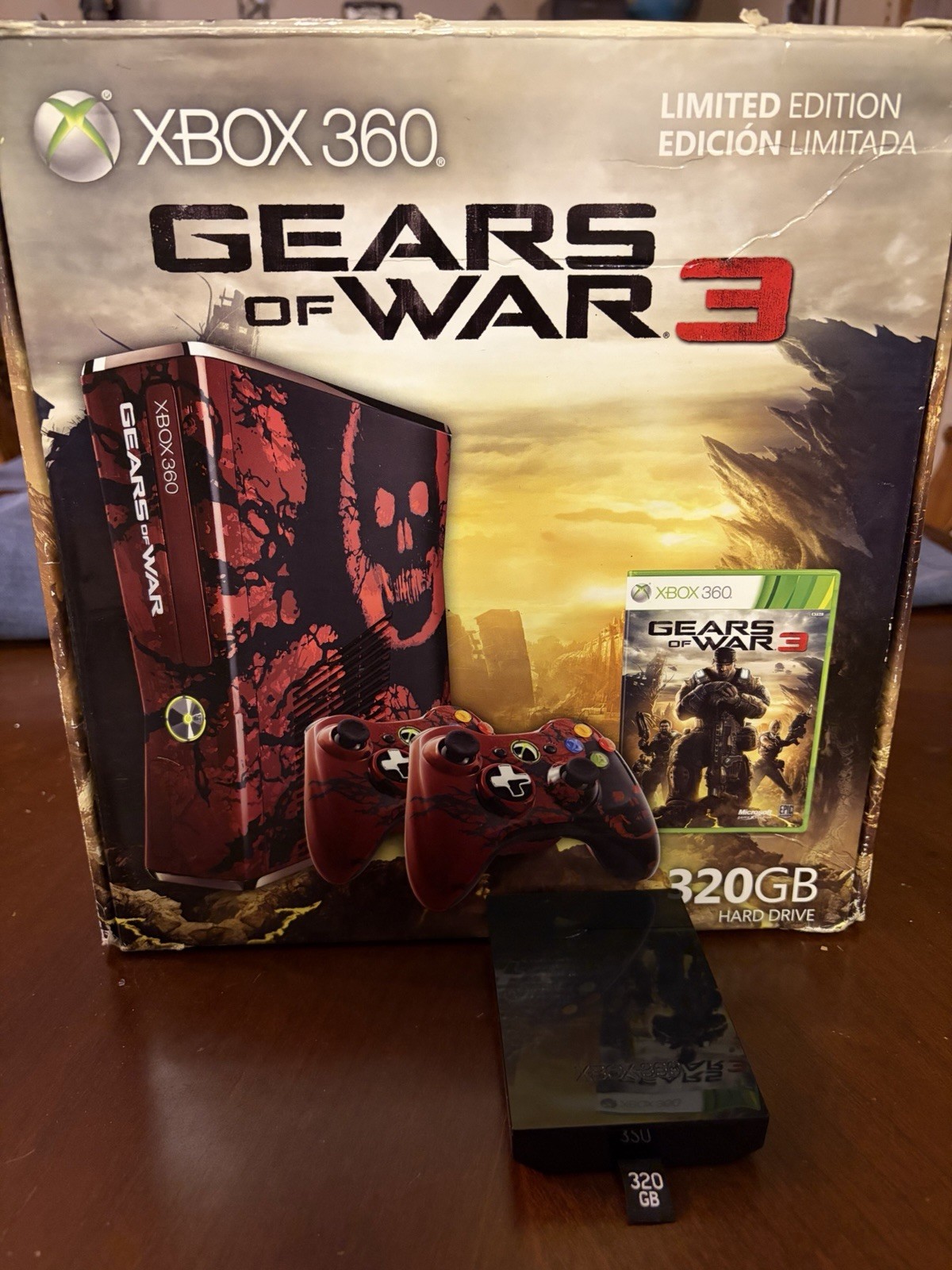 Limited Edition Gears of War 3 320GB Xbox 360 with Box, Game Guide, & Triple PAC