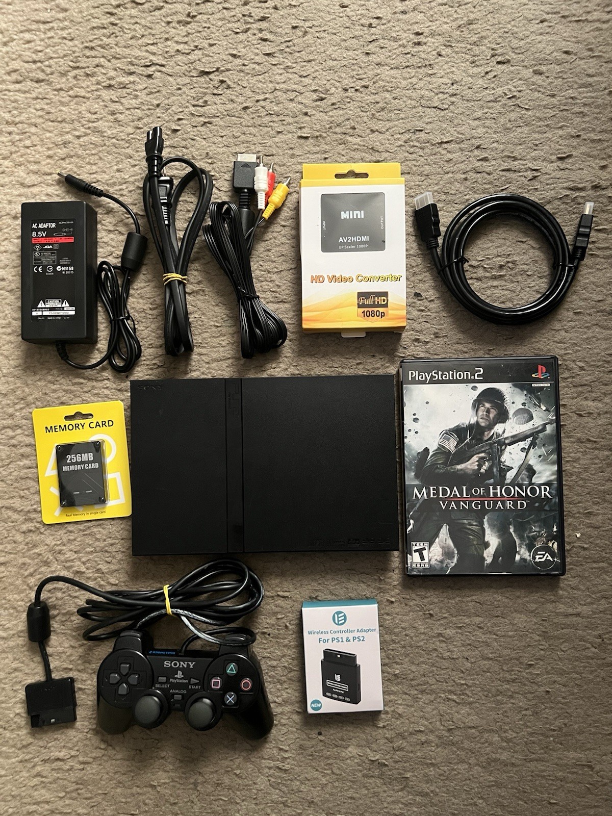 Sony PlayStation 2 Slim PS2 Black Console Tested System SCPH-70001 W/Extras
