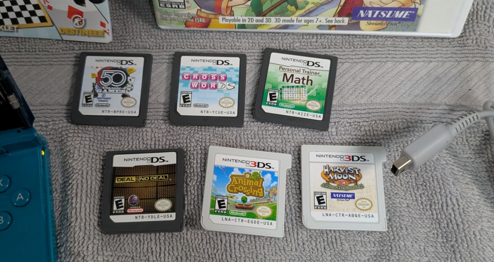 Nintendo 3DS Aqua Blue Handheld Console CTR-001 Bundle Tested