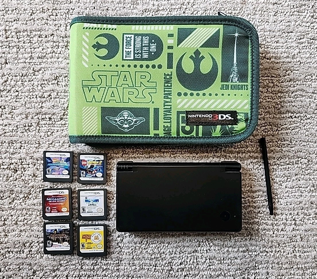 Nintendo DSi Black Handheld Console System Bundle – Tested With Case & 6 Games!
