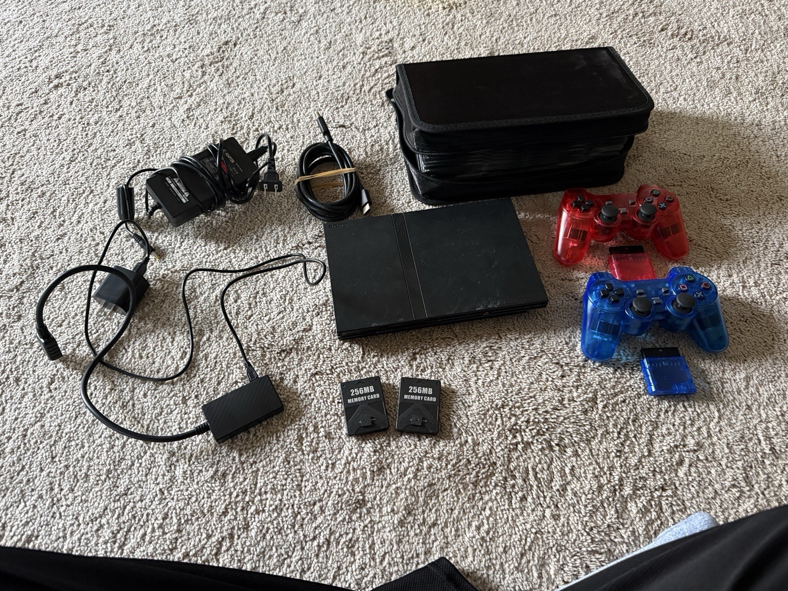 Sony PlayStation 2 Slim Black Home Console with Accessories and Game