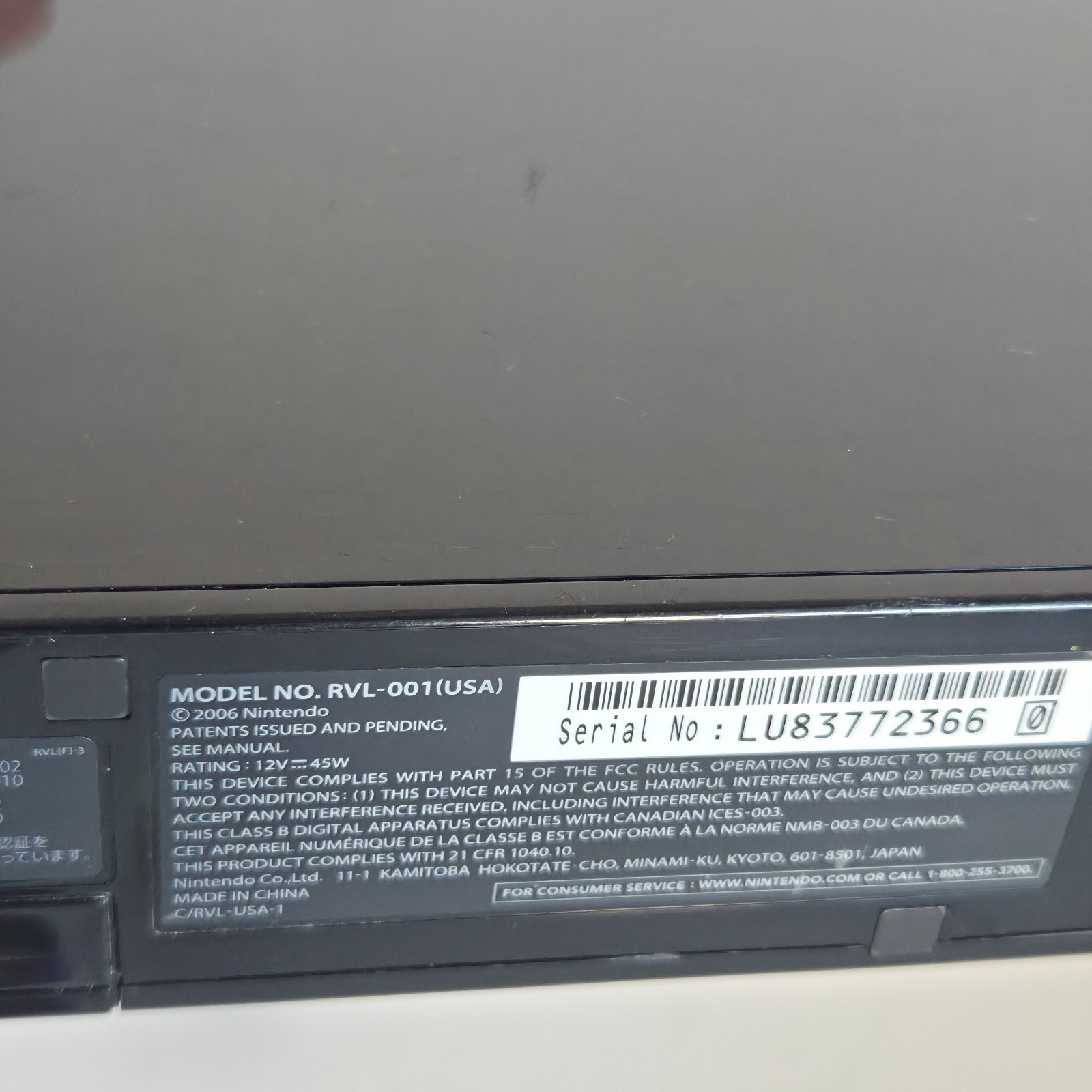 Nintendo Wii Console RVL-101 Black With Power & AV Cables & 1 REMOTE Works