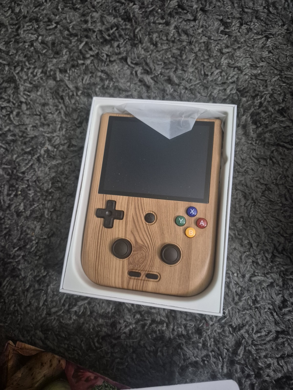 Wood Grain Handheld Video Game Console, Brown/Black, D-Pad & A/B/X/Y Buttons
