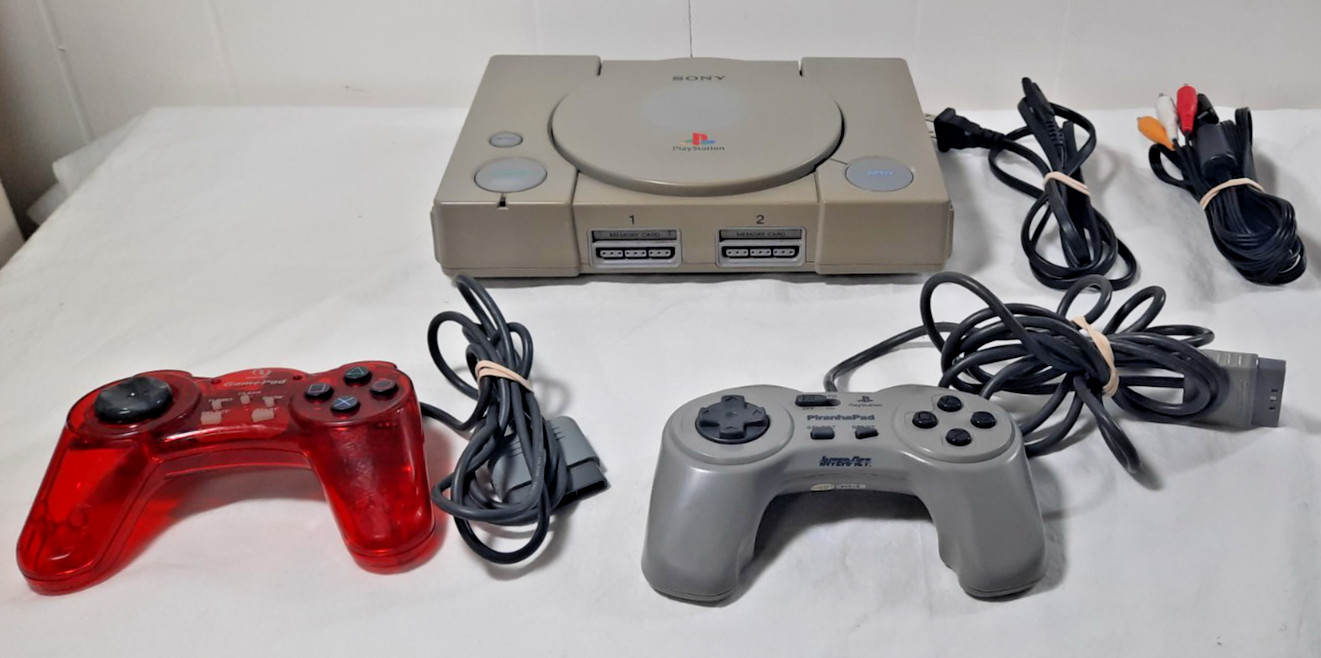 Sony PlayStation 1 PS1 SCPH1001 Console With 2 Controllers & Cords Working