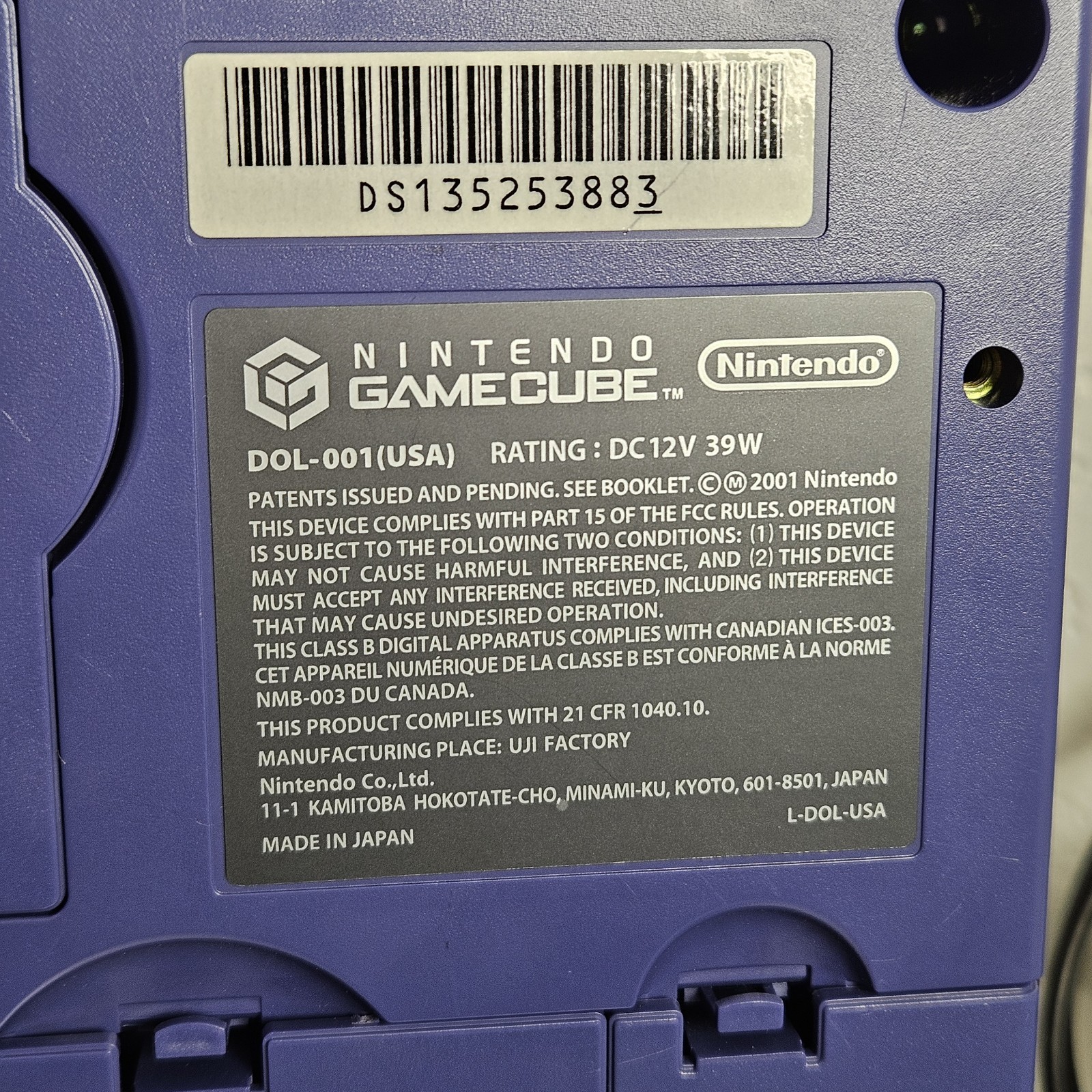 Nintendo GameCube Purple Indigo with Controller and Power Cord No Games Tested