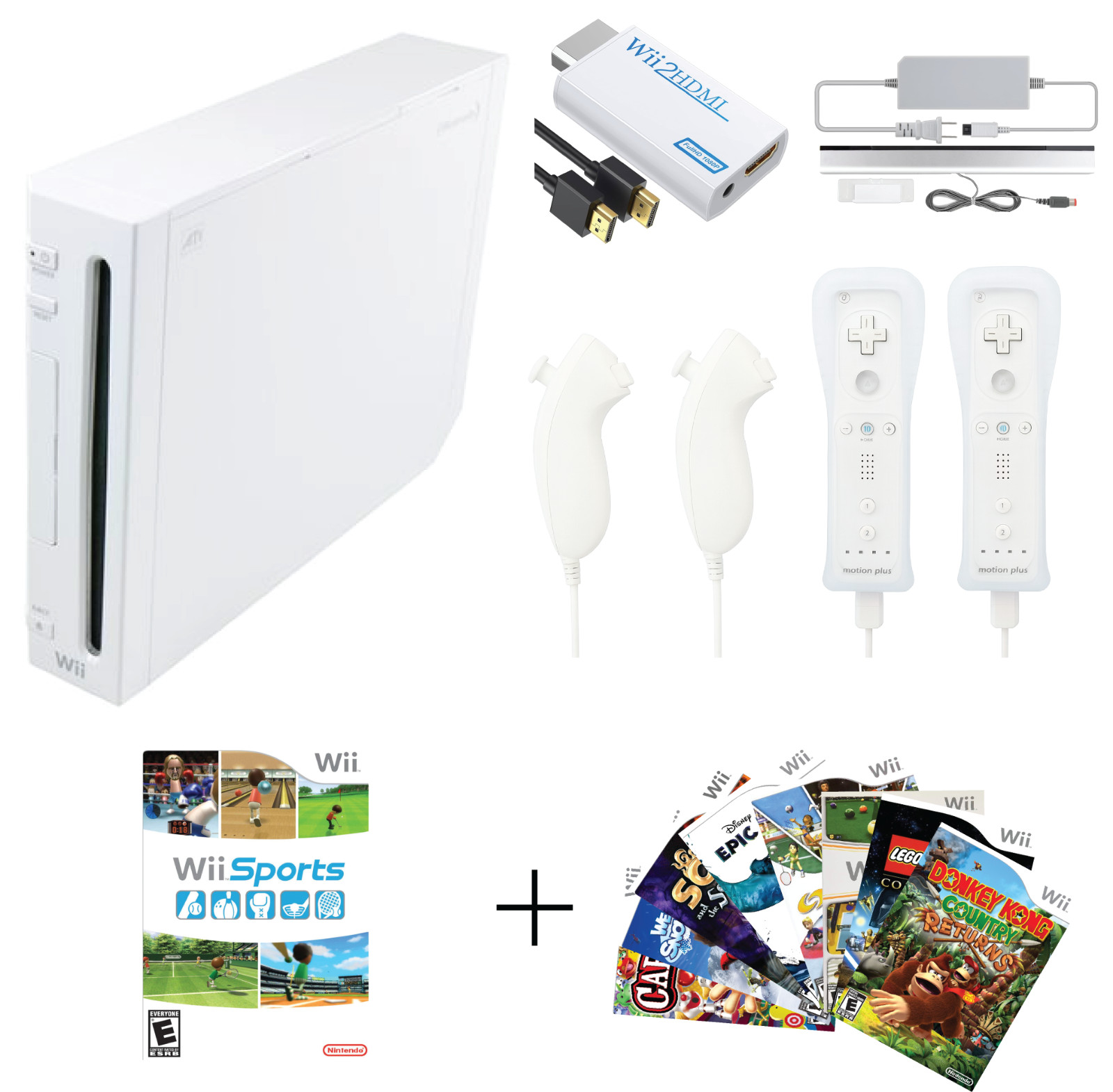 Nintendo Wii Console HDMI Bundle – Motion Plus, Wii Sports, Mario +10 Games