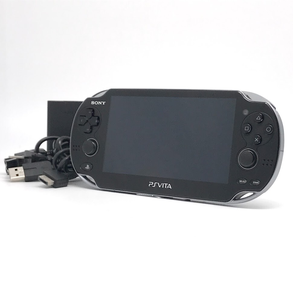 SONY PS Vita PCH-1100 Crystal Black Wi-Fi OLED w/ Charger “Excellent”