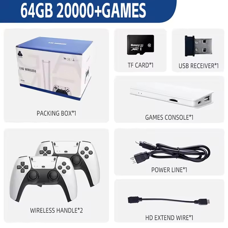 M15 Game Stick 4K TV Console 64GB 20000 Games Wireless Controller