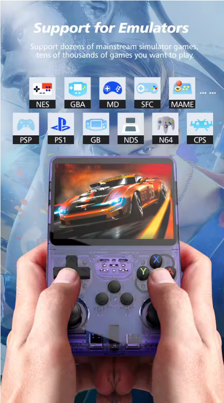 R36S 128gb Handheld Game Console – Black, Purple – Retro Emulator w/ 25k+ Games