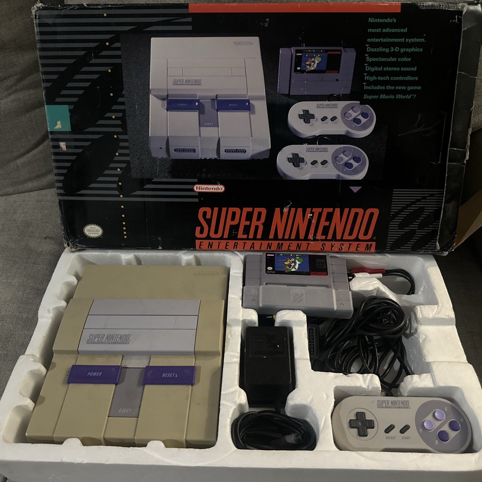 Super Nintendo SNES Console MARIO WORLD SET