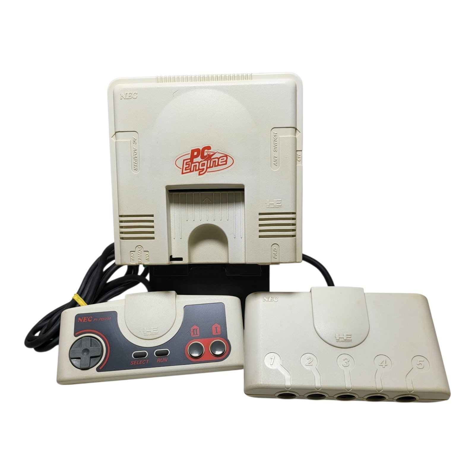 (Great!) PC Engine White Console with PAD and Turbo Tap TESTED!!