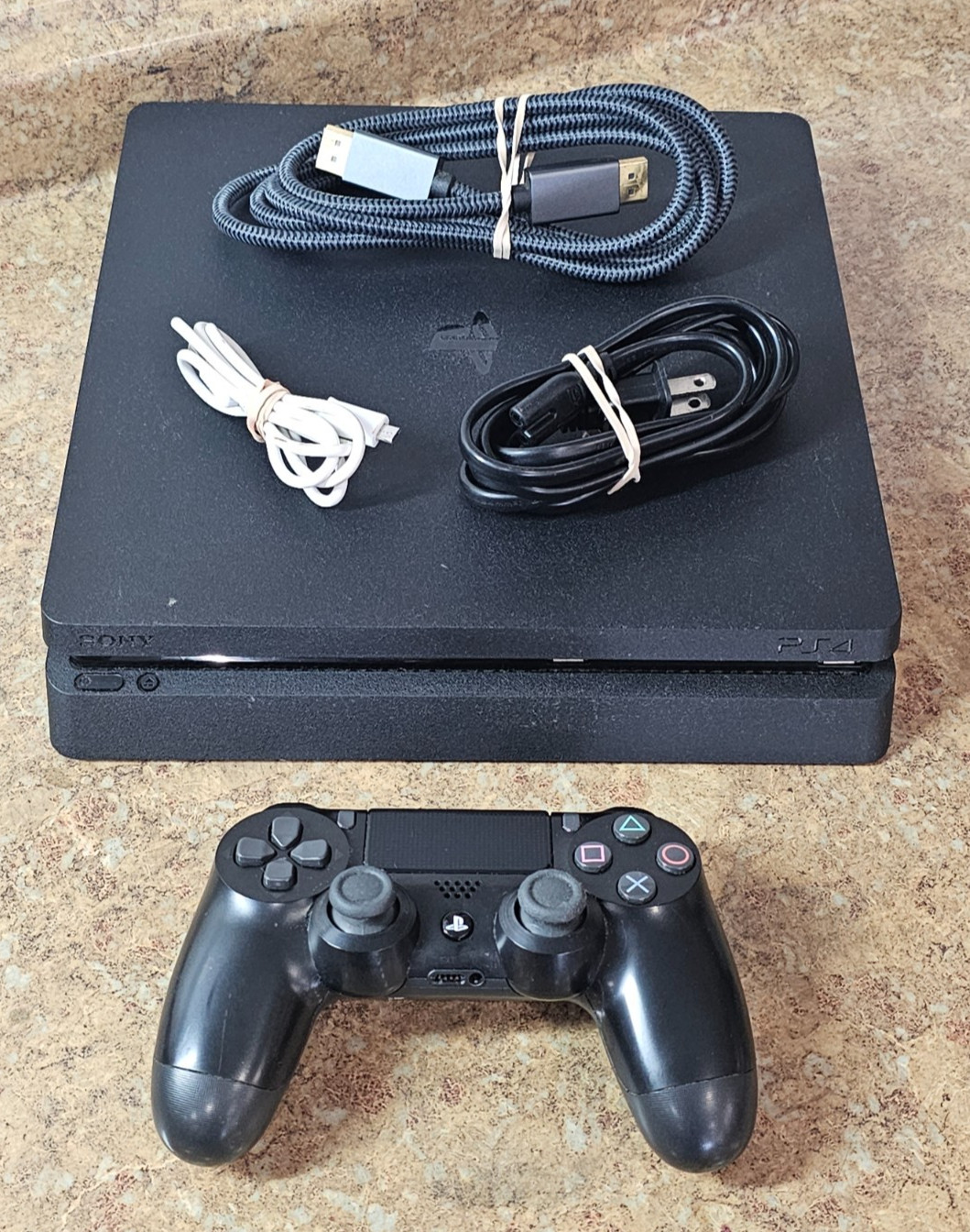 Sony PlayStation 4 Slim PS4 1TB Black Console CUH-2215B w/ Cables + Controller