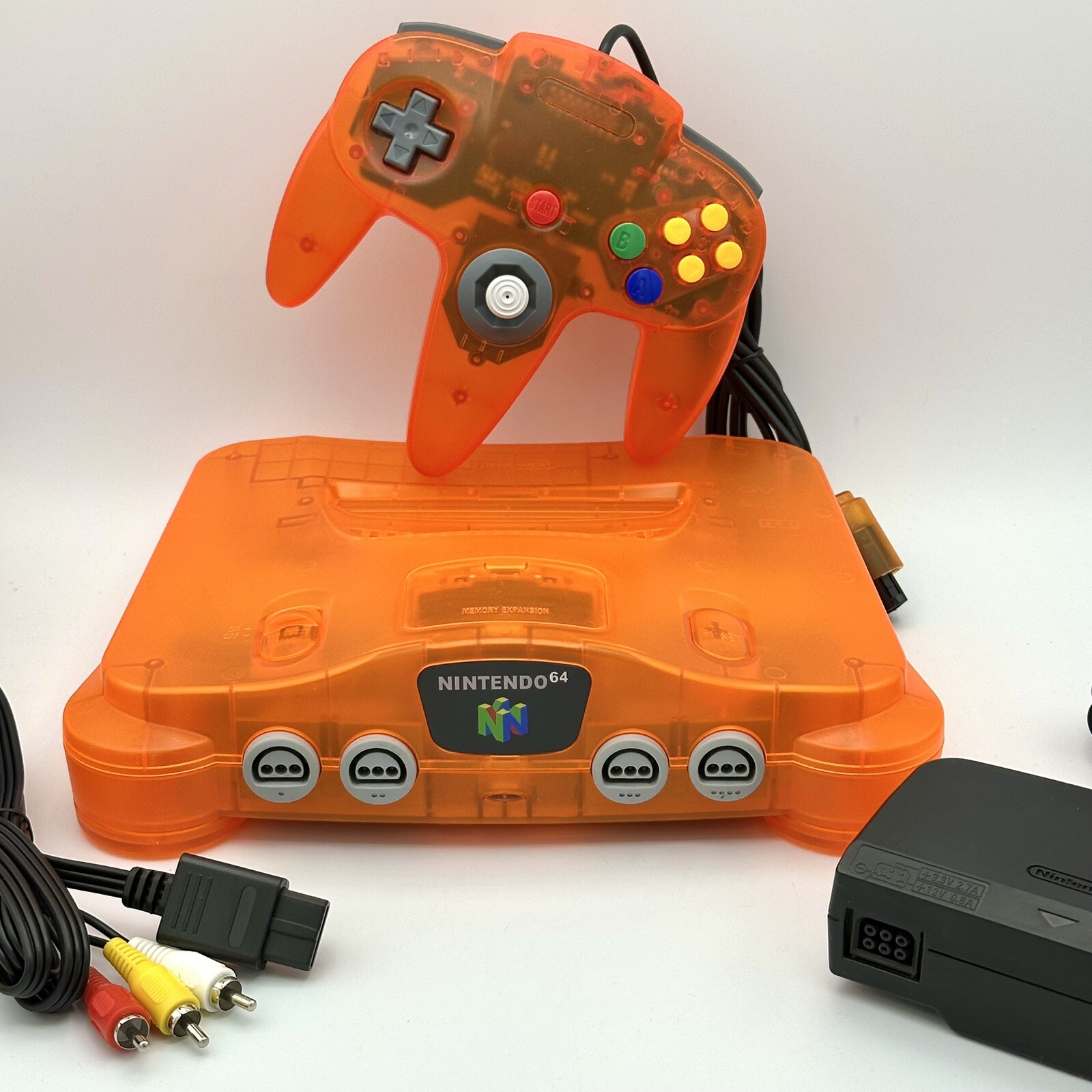 NEW Nintendo 64 N64 Clear Atomic Fire Orange Custom Console Bundle Set Funtastic