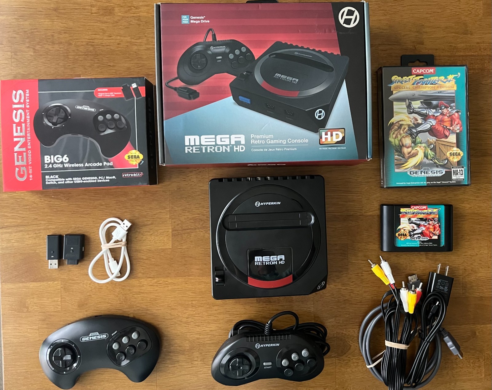 Hyperkin Mega Retron HD System, Big 6 Controller, Street Fighter II Sega Genesis
