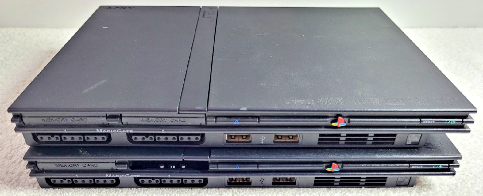 Lot of 2 Sony PlayStation 2 PS2 Slim Black Console Only – Clean Tested, Working