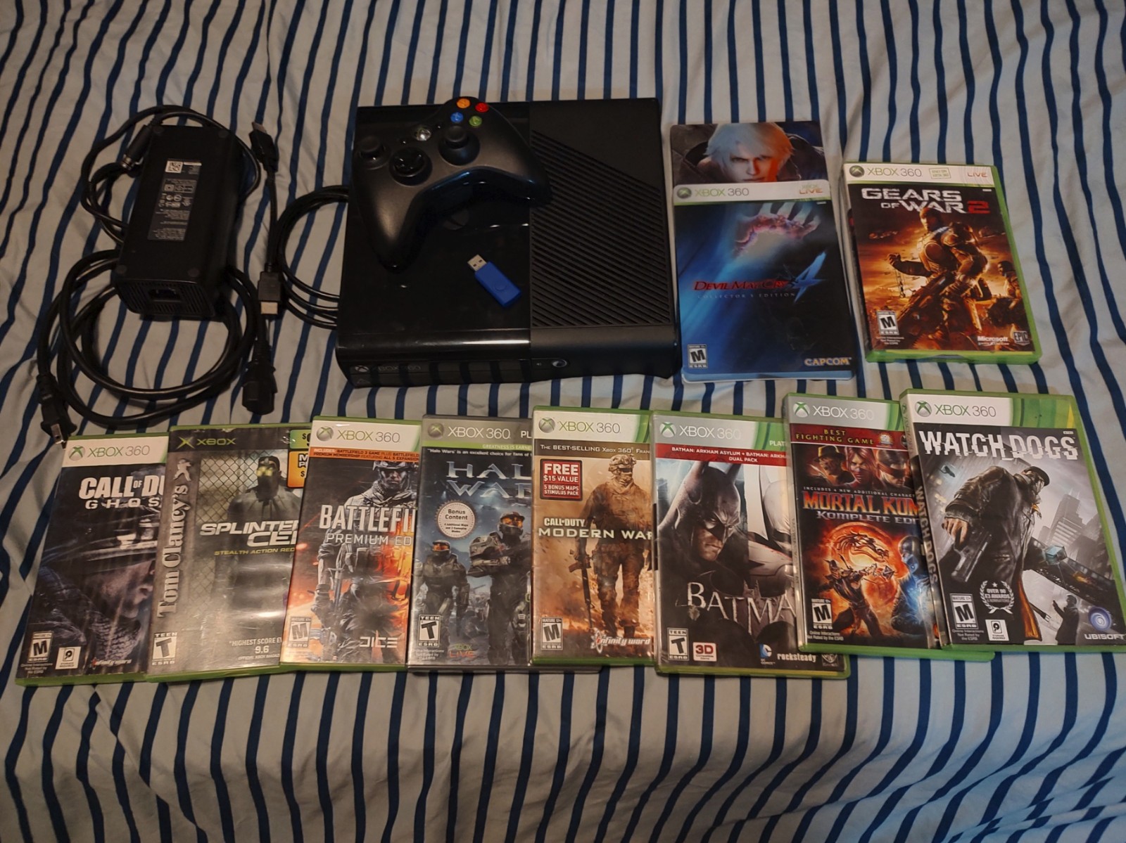 Microsoft Xbox 360 E Console Model 1538 LOT 9 Game Bundle TESTED COMPLETE