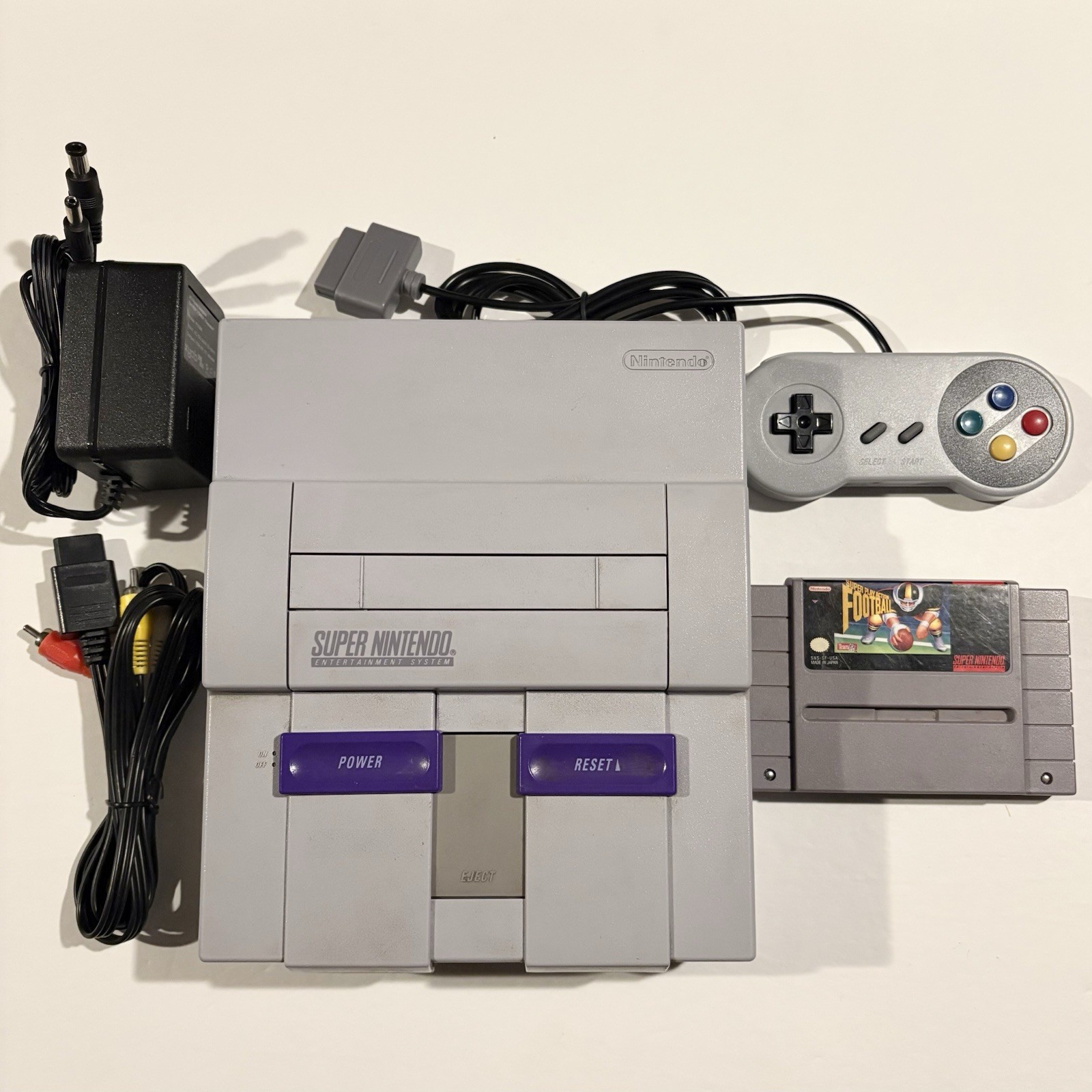Super Nintendo SNES System Console With New Controller Power AV 1 Game Tested