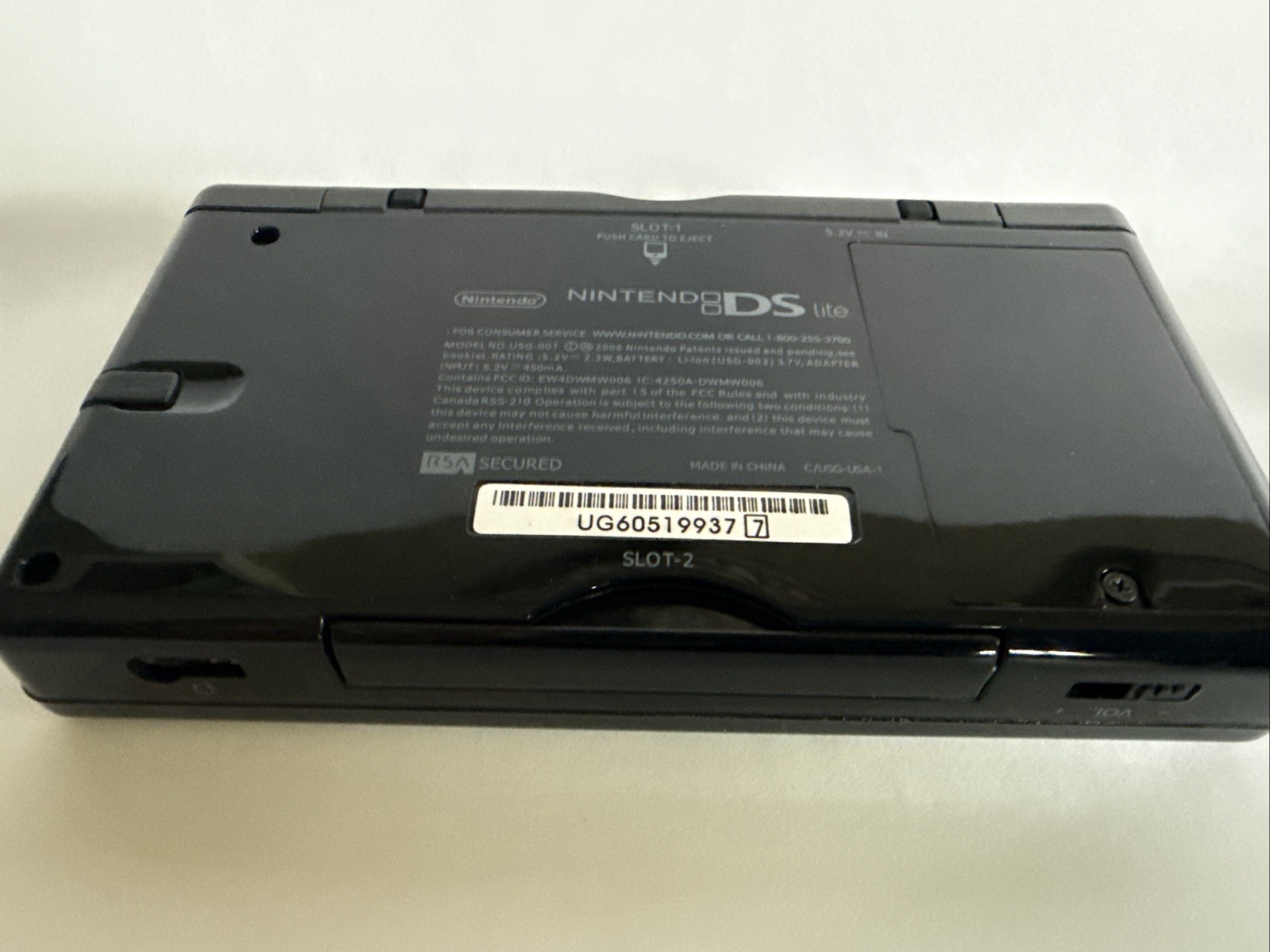 Nintendo DS Lite Onyx Glossy Black Handheld System Tested Working 7 Games Lot