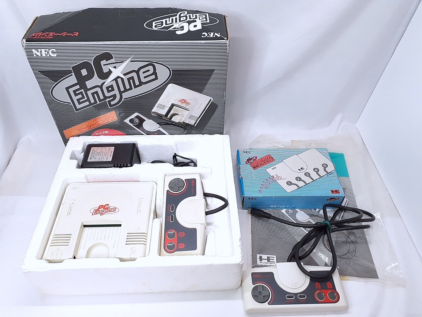 PC Engine console 2 Controllers Multi Tap Boxed set NTSC-J Tested