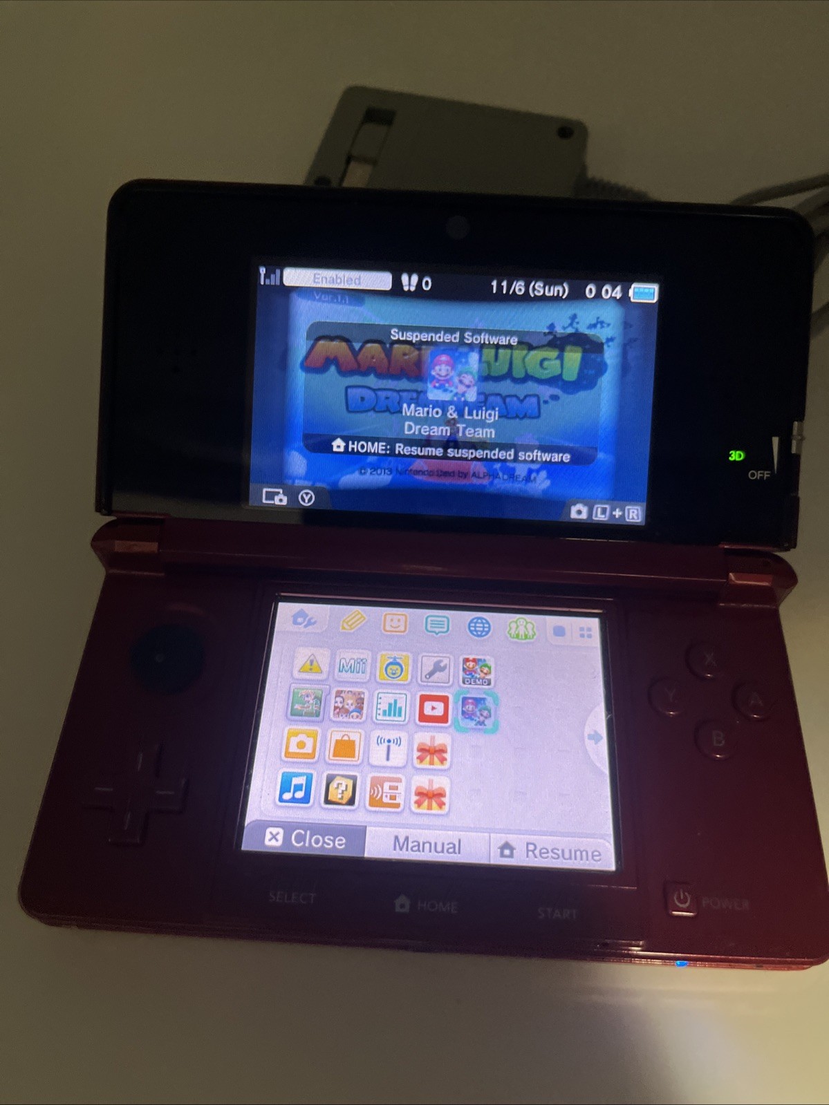 Nintendo 3DS Flame Red Handheld Console System CTR-001 w/ Zelda Tested READ