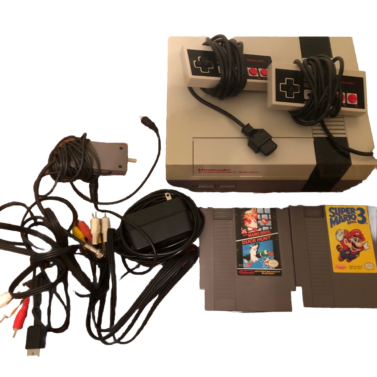 Nintendo NES Action Set Home Console – White/Gray With 2 Controllers & 2 Games