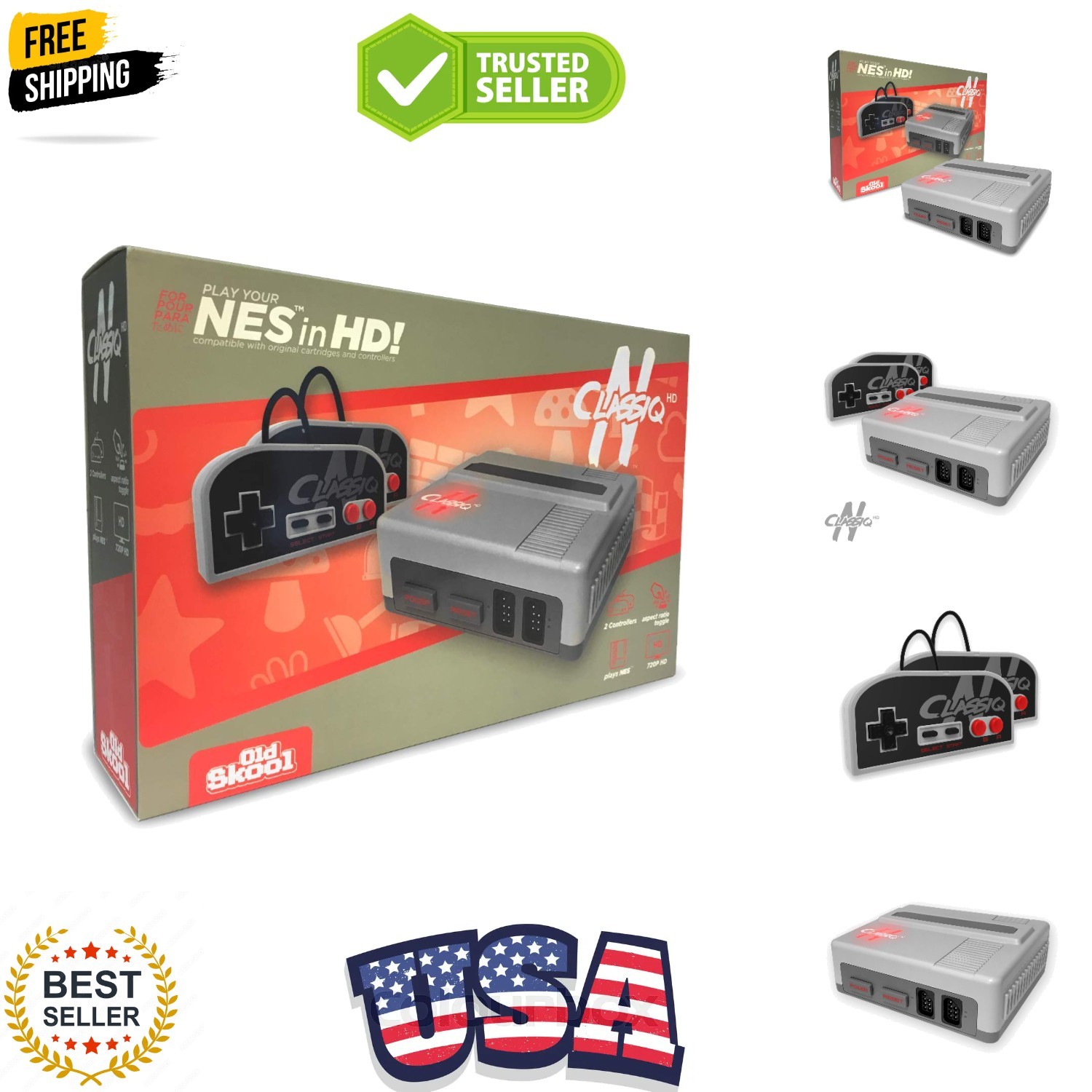 CLASSIQ N HD Console Compatible with NES- Clone System Plays 8-bit game cartr…
