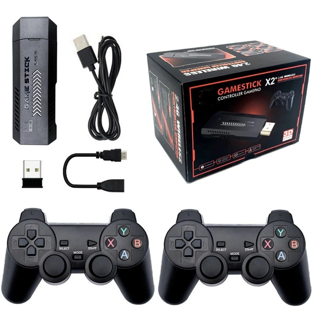64GB, Wireless 4K Built-in Games HDMI TV Game Stick Console X2 Wireless Gamepad