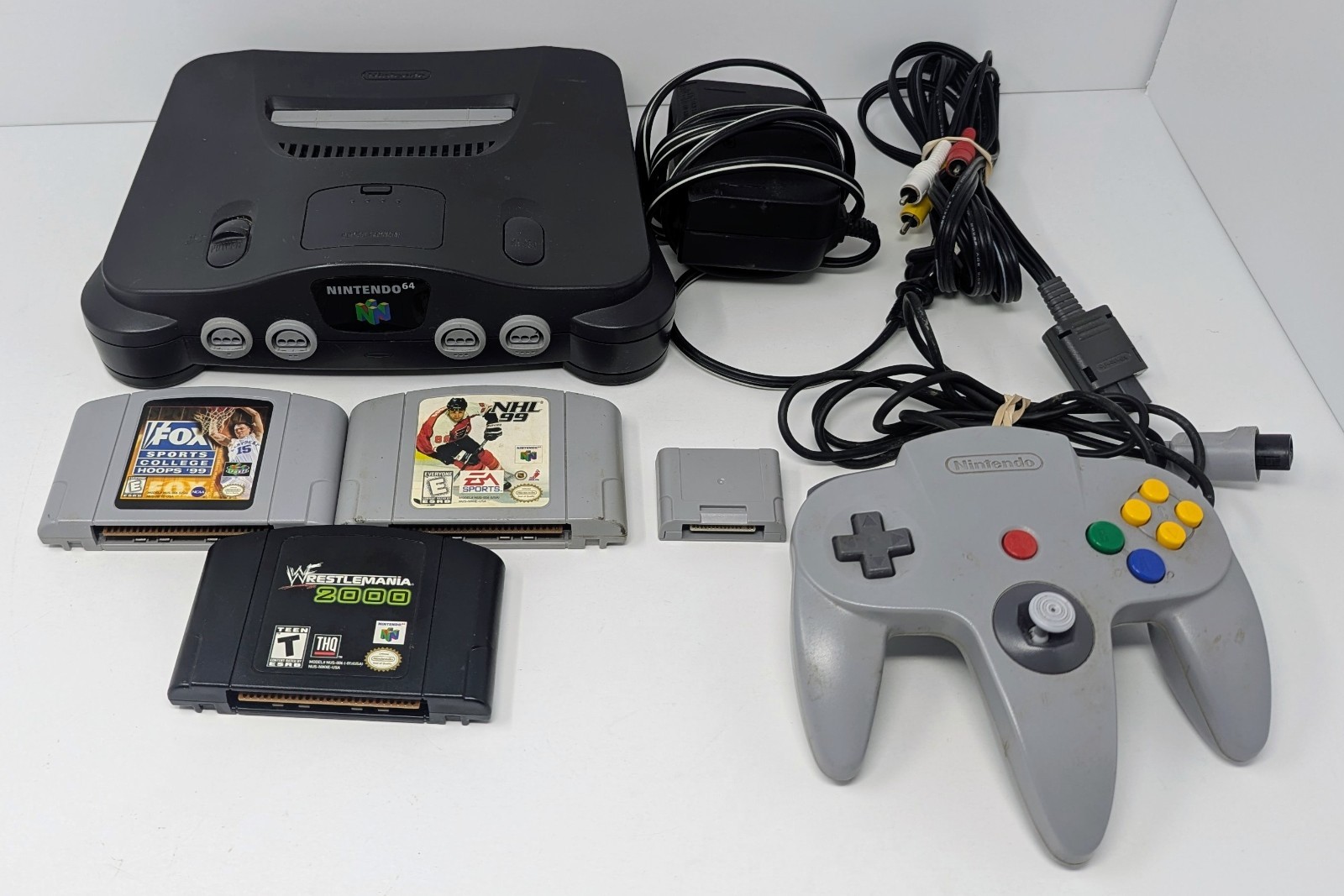 Nintendo 64 N64 Console Bundle w/ Red Expansion Pak, Controller Pak, & 3 Games!