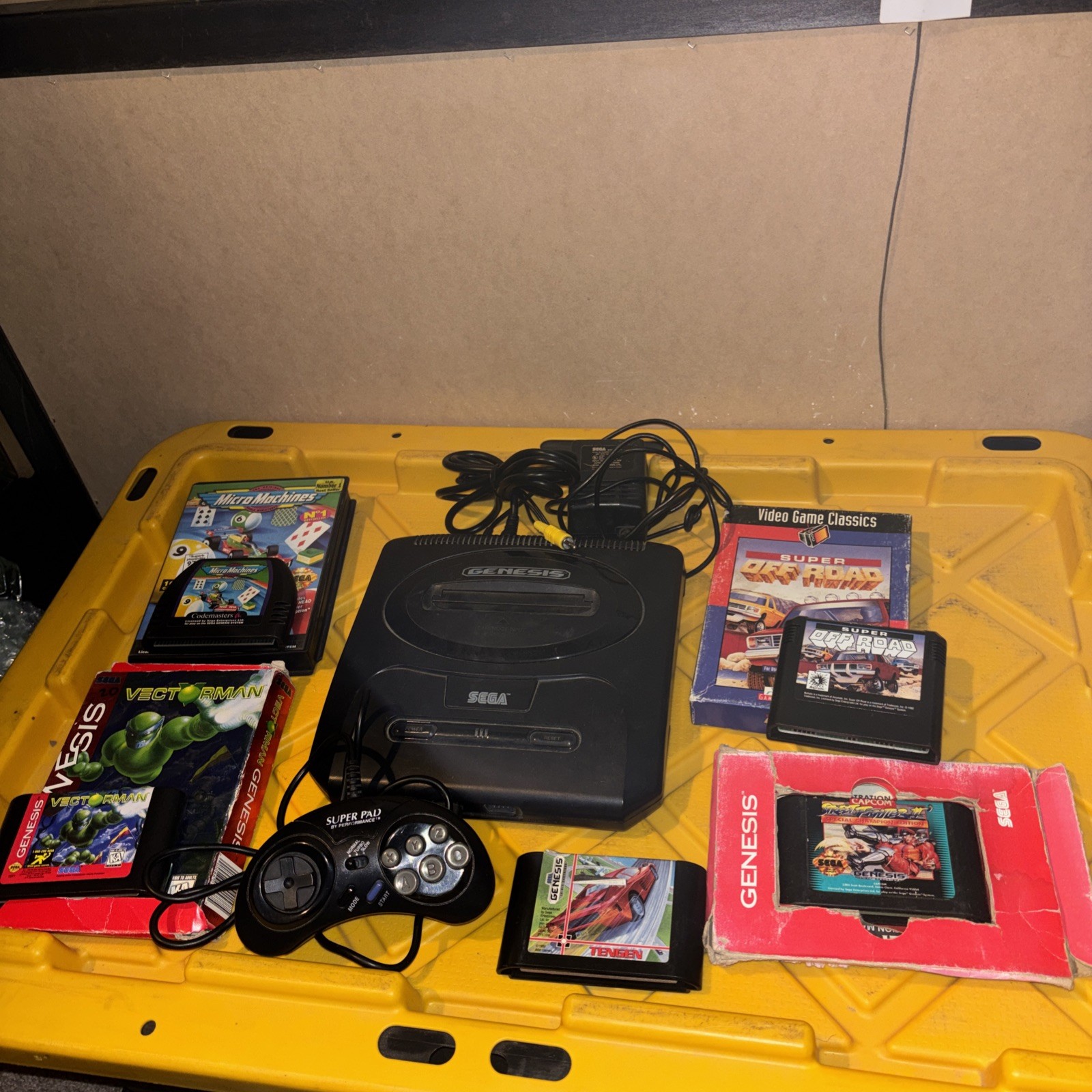 Sega Genesis Model 2 Console Bundle With Cords And 1 remote and 5games