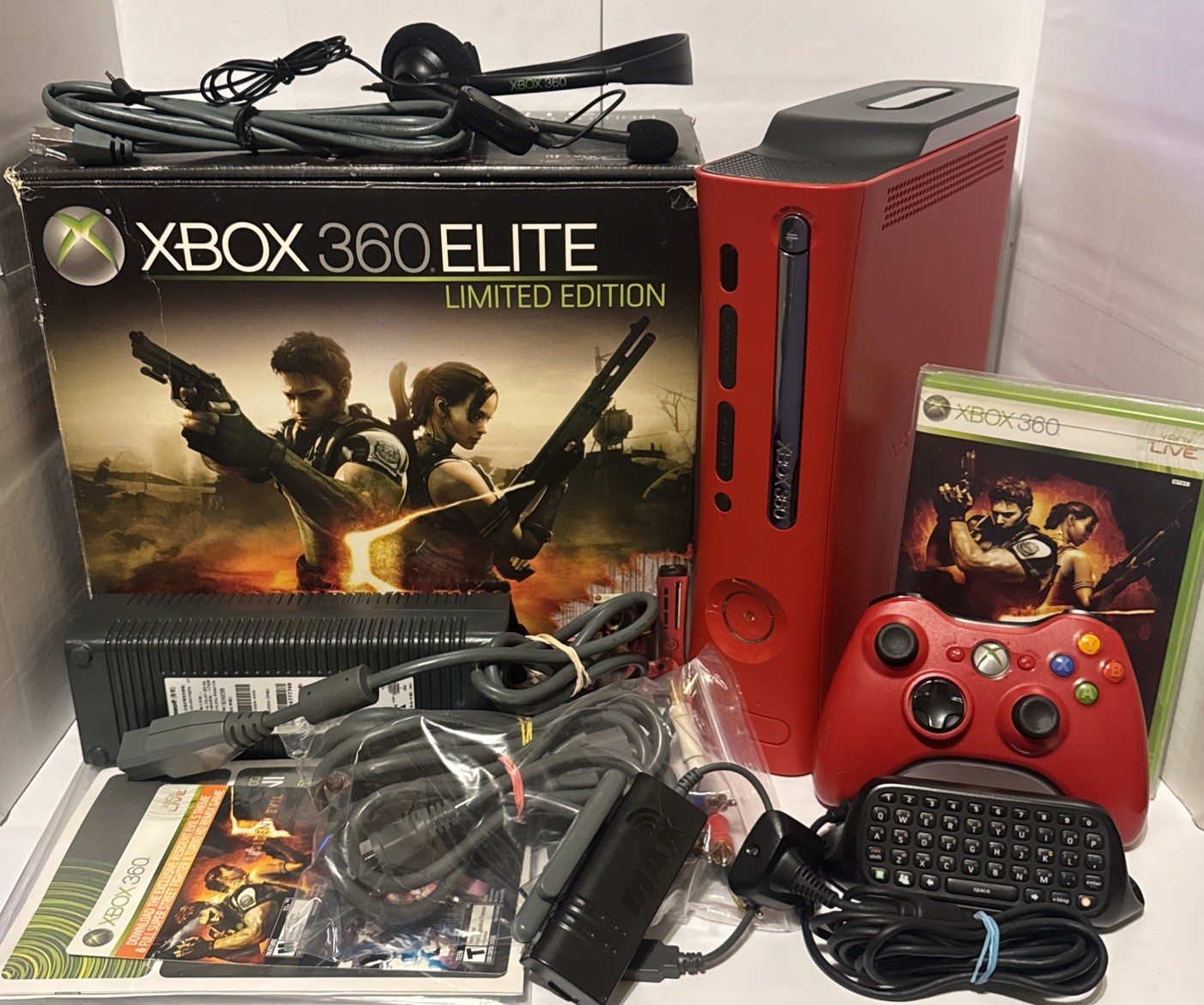Xbox 360 Elite Resident Evil 5 Limited Ed Console Complete 👀 Fully Serviced CIB