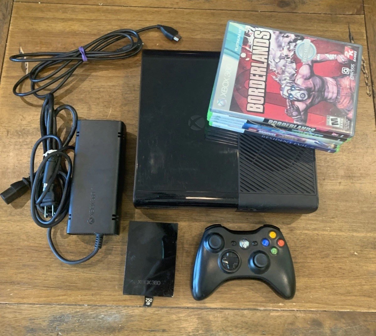 Xbox 360 E 1538 Console 250GB HDD Bundle, OEM Controller, Power, HDMI, TESTED!