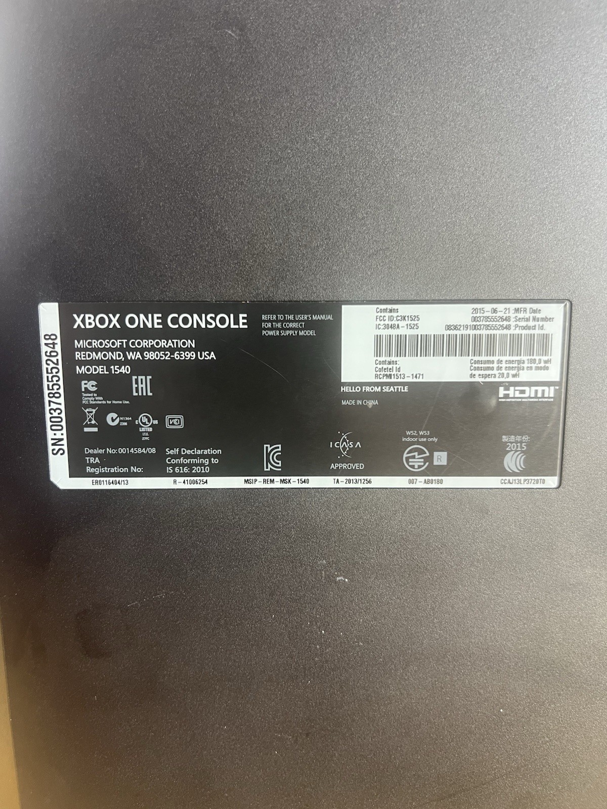 Microsoft Xbox One 500GB Console Only (1540) Tested