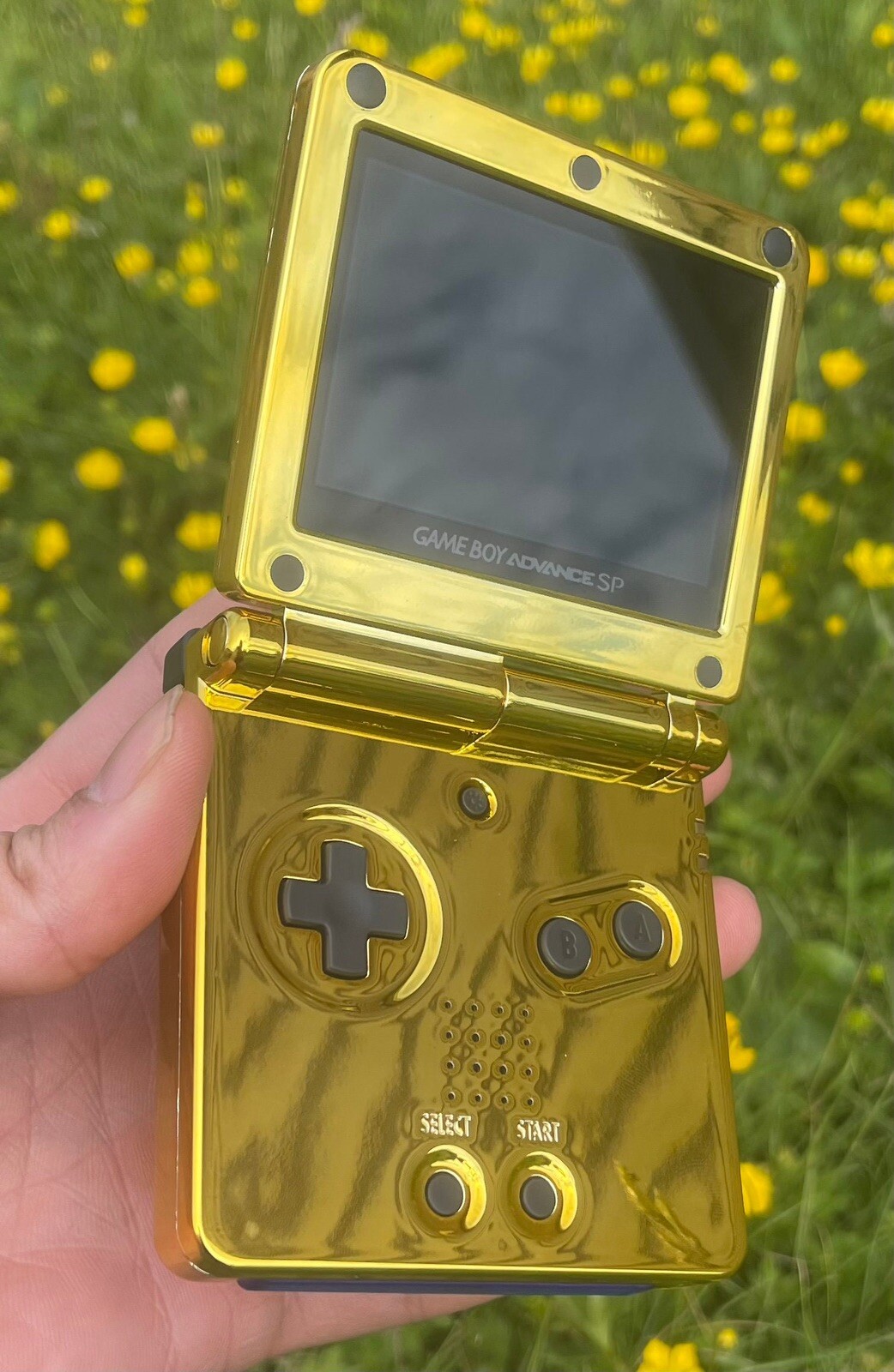 Glossy Gold Gameboy Advance SP Modded Retro Console IPS Backlit &USB C.Gift Idea