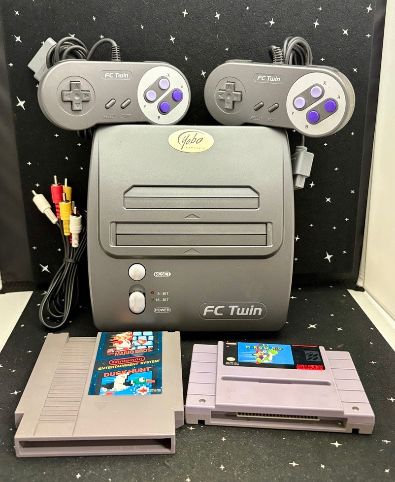 VTG FC Twin Console W/2 Controllers Plays NES & SNES 2 Games No Power Cord