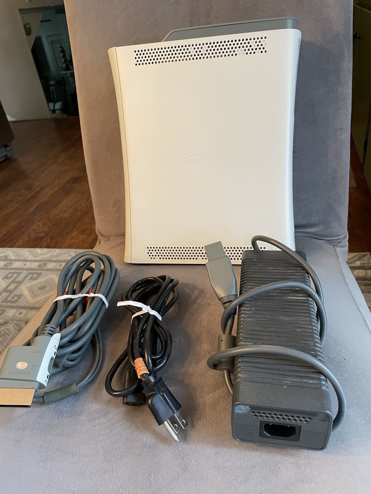 xbox 360 Original White 60GB Console With Power Cords Powers Up But Cannot Test